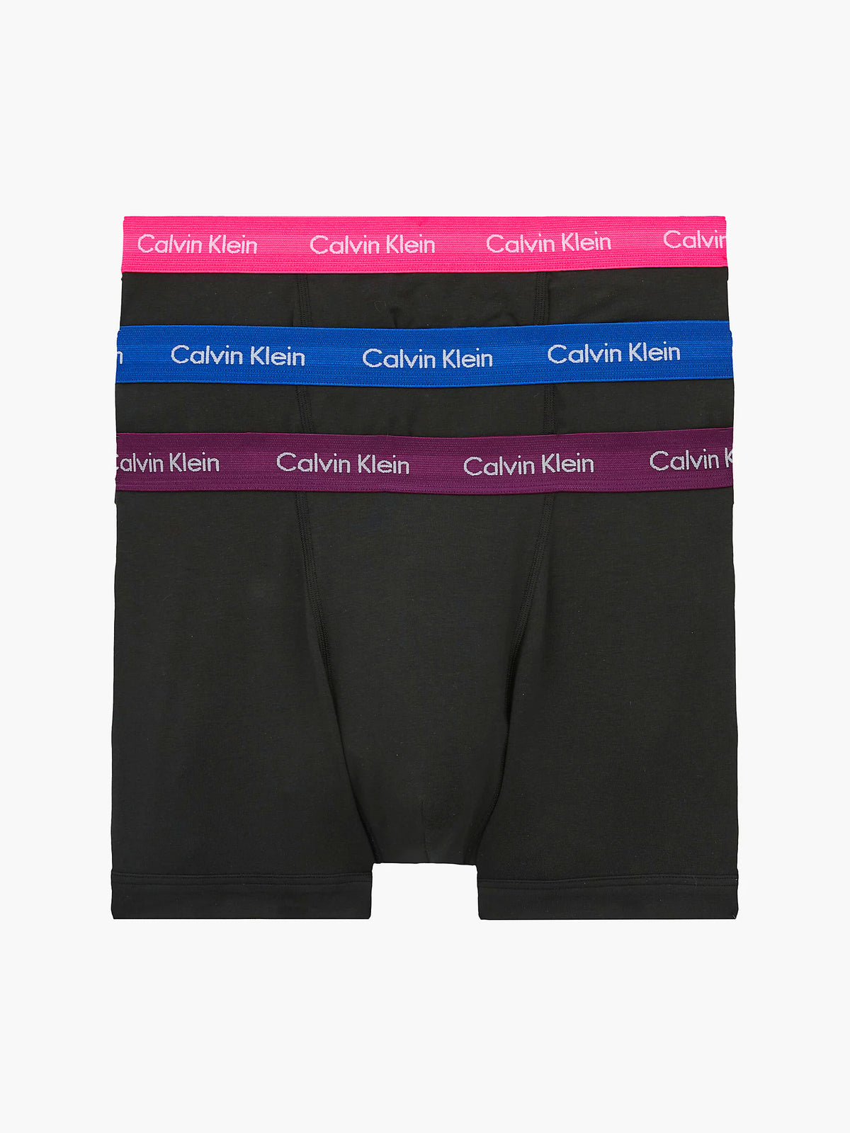 Calvin Klein Mens Classic Stretch Boxer Shorts/ Trunks (3-Pack), 07, U2662G-Ss22, B-Groovy Plum/ Bright Rose/ Blue Logo