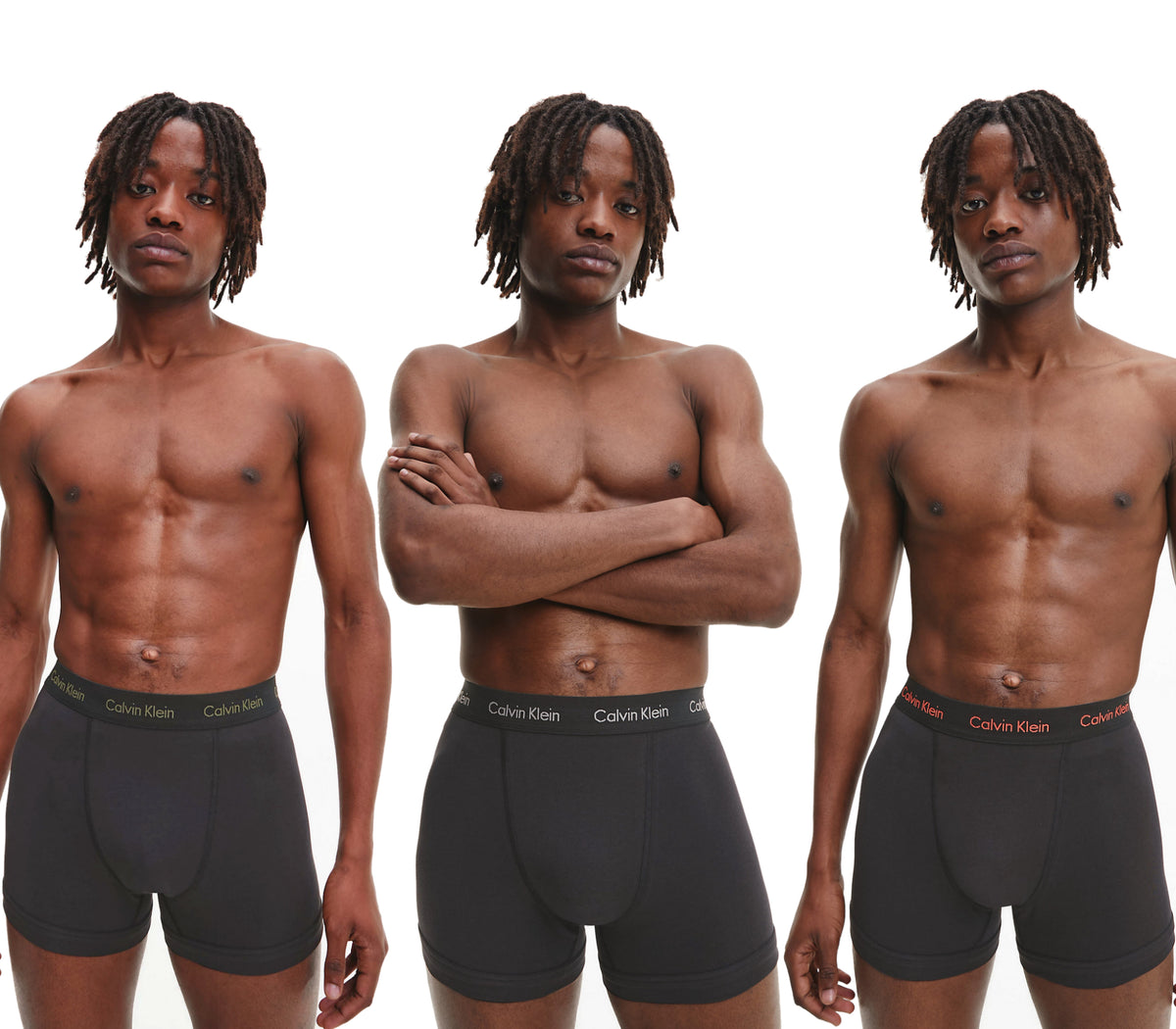 Calvin Klein Mens Classic Stretch Boxer Shorts/ Trunks (3-Pack), 01, U2662G-Ss22, B-Faded Grey/ Samba/ Evergreen Logo