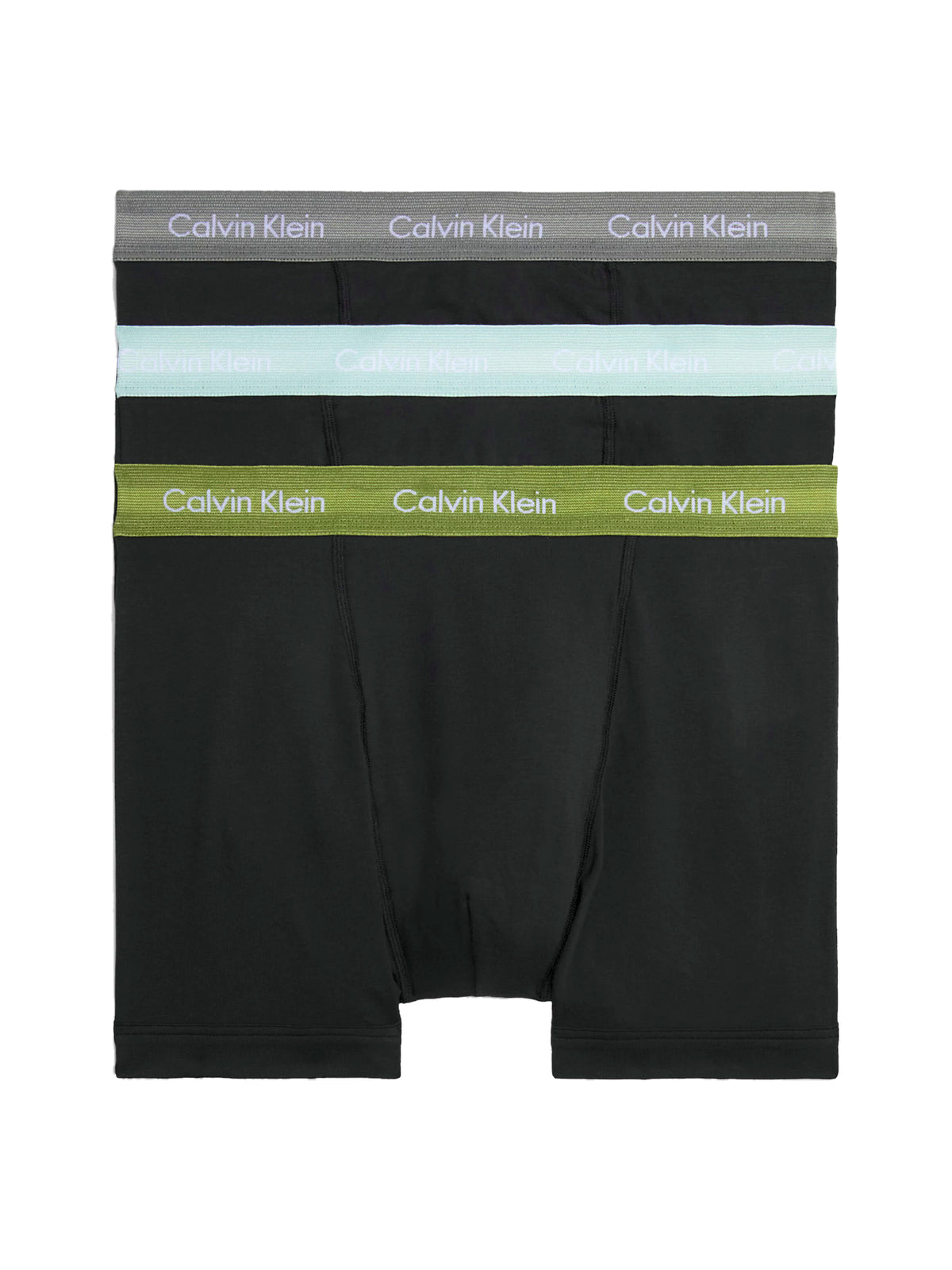 Calvin Klein Mens Classic Stretch Boxer Shorts/ Trunks (3-Pack), 01, U2662G-Ss22, B- W/OLV BRC CROL GRY, GRY MIST WBS