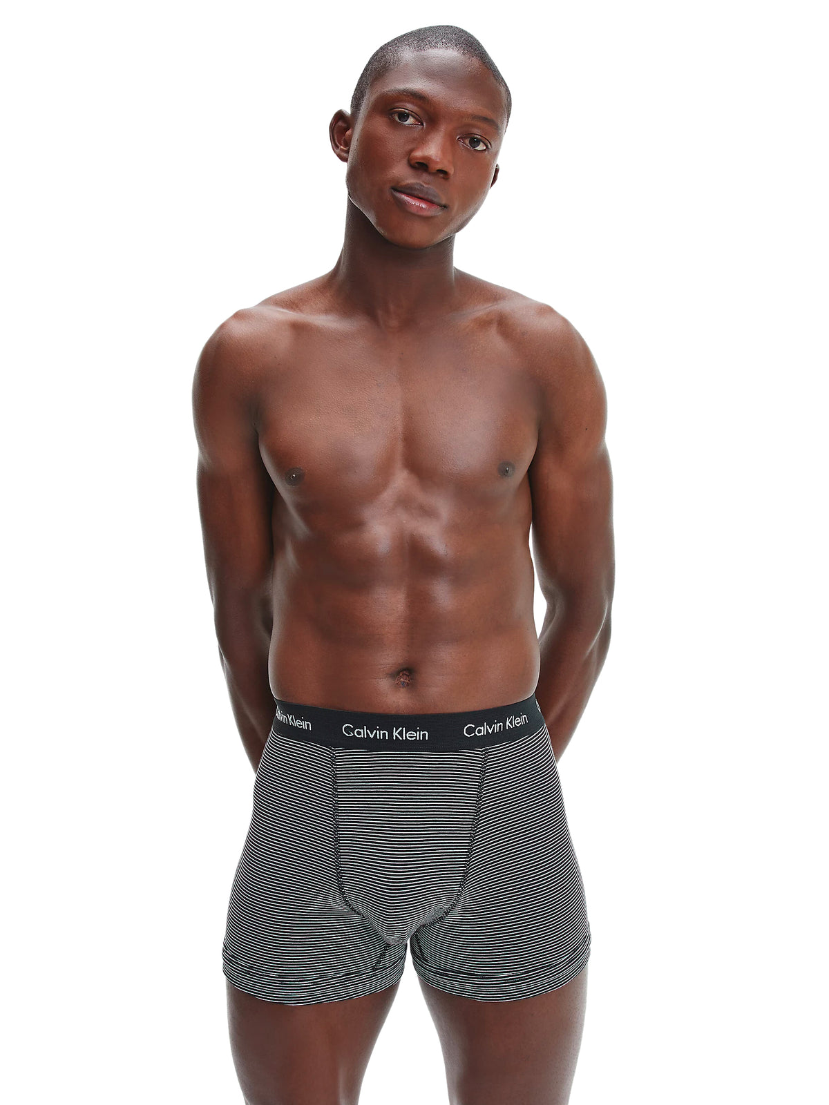 Calvin Klein Stretch Boxer Shorts/ Trunks (3-Pack) - White/ B&W Stripe/ Black, 08, U2662G_IOT, White/ B&W Stripe/ Black