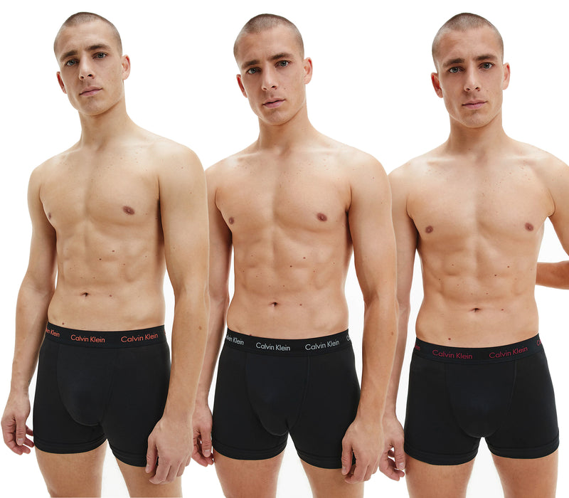 Calvin Klein Men's Cotton Stretch Boxer Shorts (3-Pack), 01, U2662G-S21, #colour_Black - Red/ Pewter/ Winterberry Logo