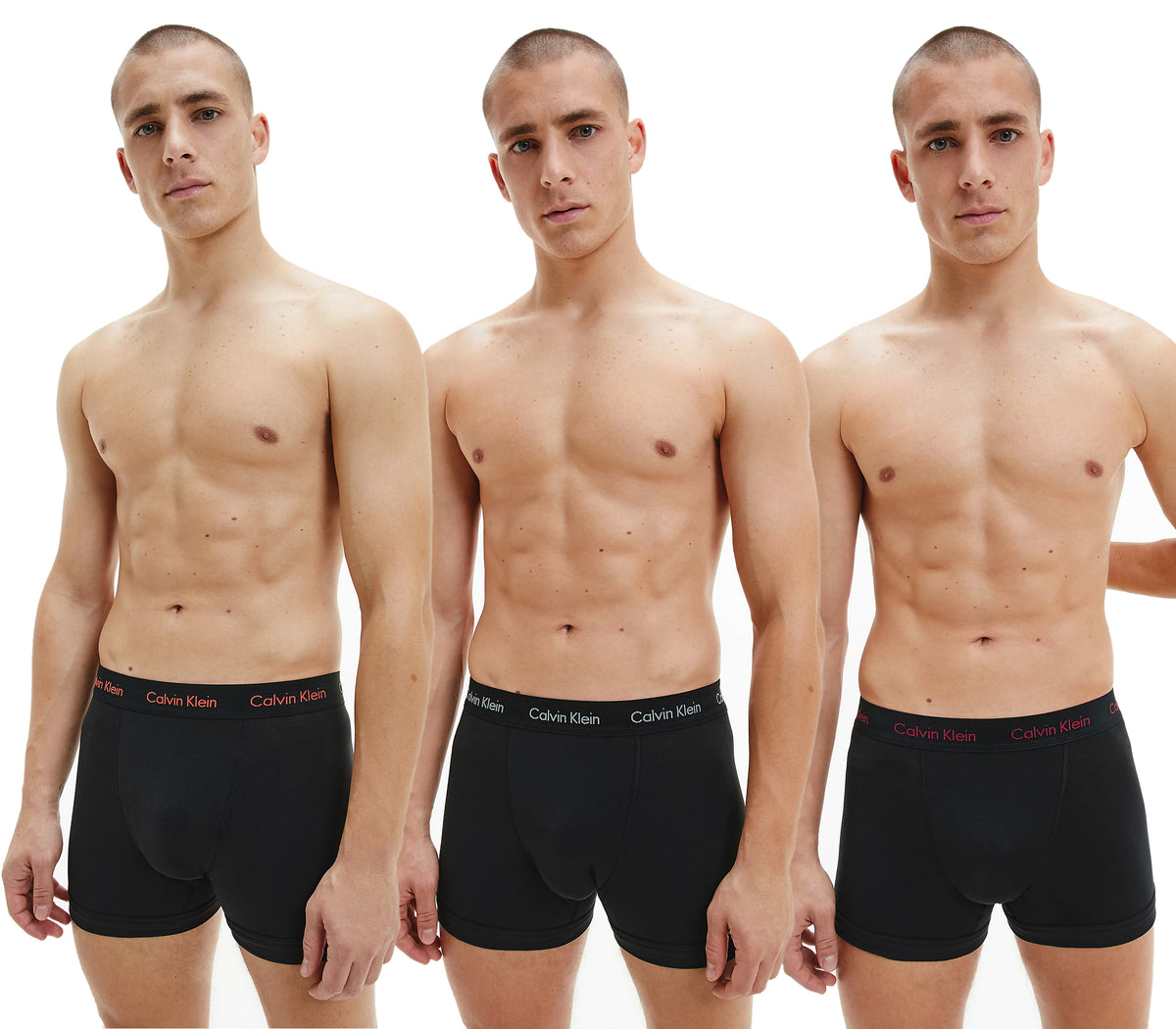 Calvin Klein Men's Cotton Stretch Boxer Shorts (3-Pack), 01, U2662G-S21, Black - Red/ Pewter/ Winterberry Logo