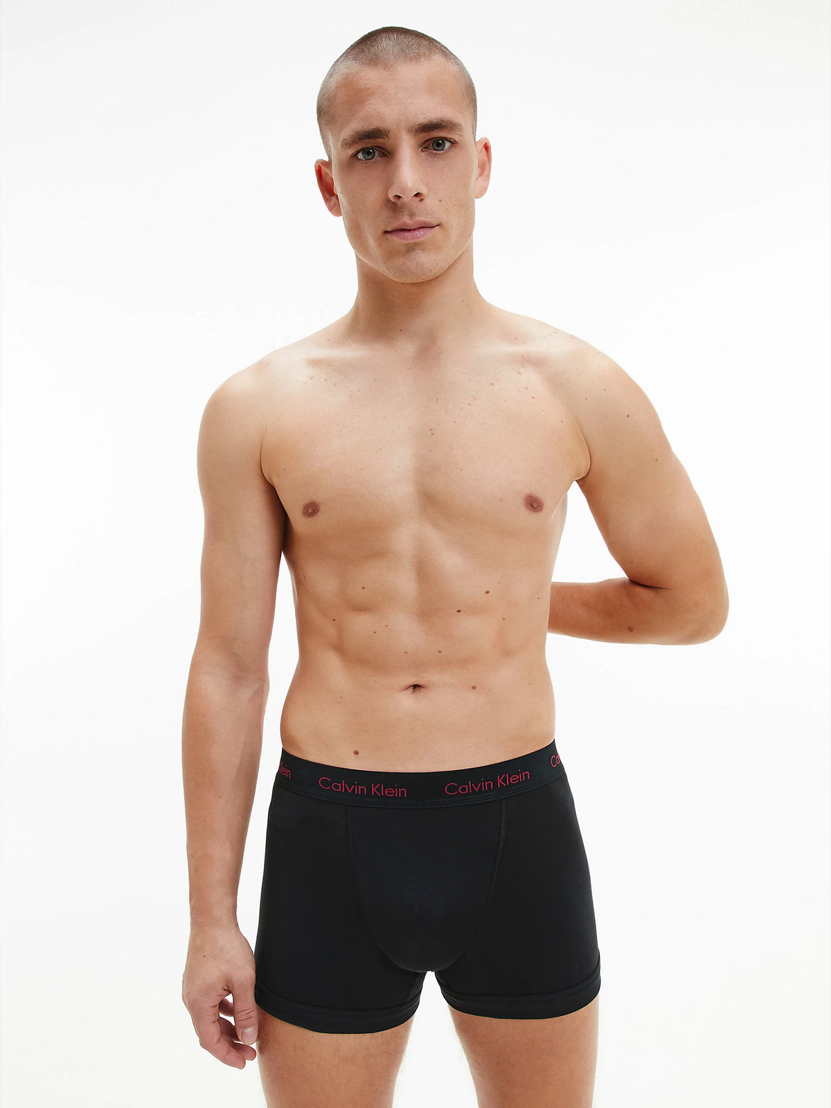 Calvin Klein Men's Cotton Stretch Boxer Shorts (3-Pack), 04, U2662G-S21, Black - Red/ Pewter/ Winterberry Logo