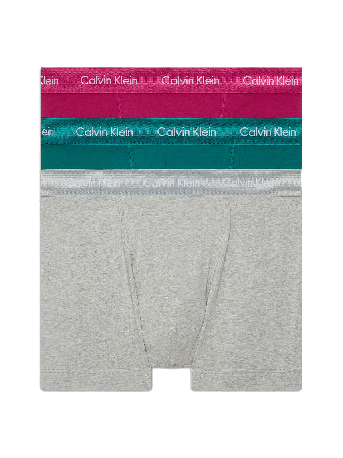 Calvin Klein Mens Classic Stretch Boxer Shorts/ Trunks (3-Pack), 01, U2662G-Ss22, Grey Heather/Chesapeake Bay/Jewel