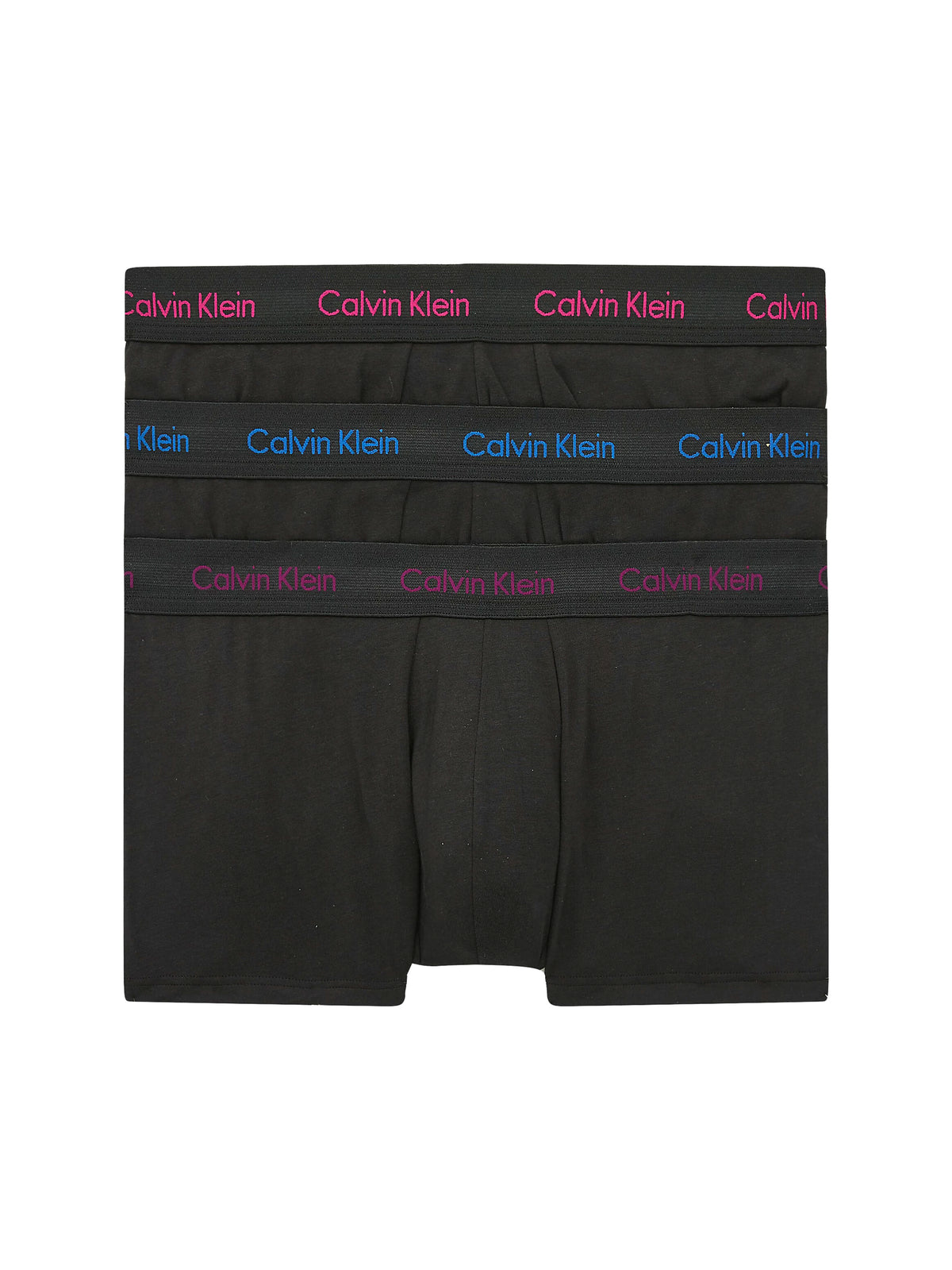 Mens Calvin Klein Boxer Shorts Low Rise Trunks 3 Pack, 06, U2664G, B-Groovy Plum/Bright Rose/Blue Logo