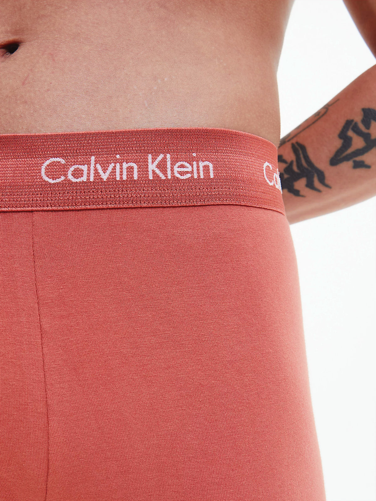 Mens Calvin Klein Boxer Shorts Low Rise Trunks 3 Pack, 04, U2664G, Dusty Cppr/ Bright Wht/ Hsphr Blue
