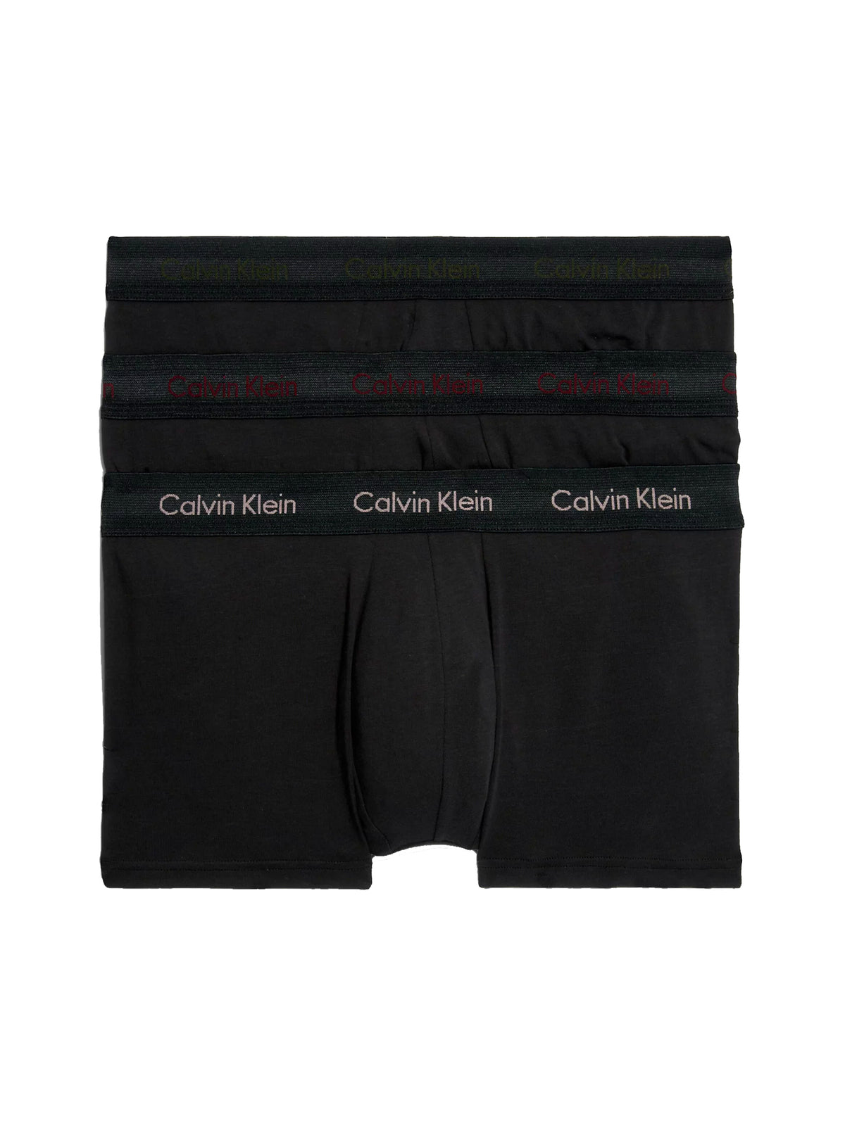 Mens Calvin Klein Boxer Shorts Low Rise Trunks 3 Pack, 01, U2664G, B-Woodrose, Fld Olv, Deep Rouge Lg