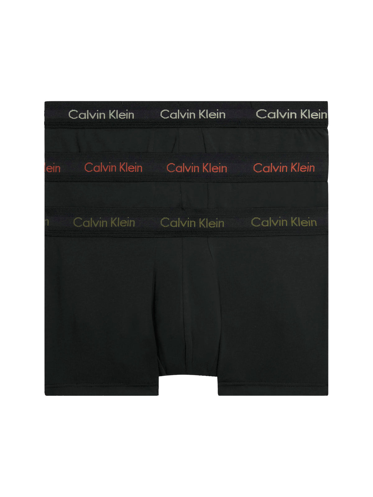 Mens Calvin Klein Boxer Shorts Low Rise Trunks 3 Pack, 01, U2664G, B- Eclyps, Mcca Orange, OLV Brnch LG