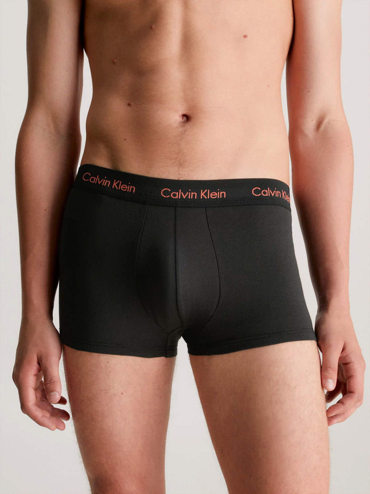 Mens Calvin Klein Boxer Shorts Low Rise Trunks 3 Pack, 02, U2664G, B- Eclyps, Mcca Orange, OLV Brnch LG