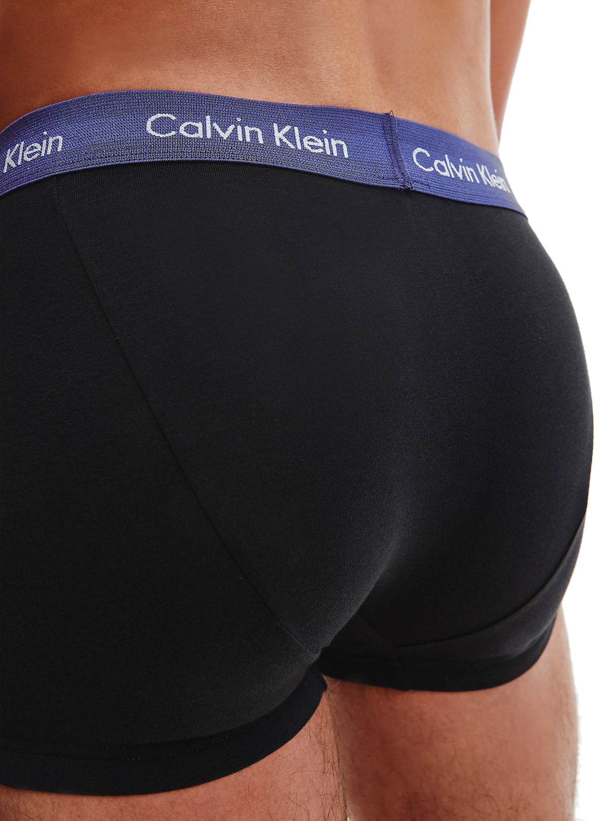 Mens Calvin Klein Boxer Shorts Low Rise Trunks 3 Pack, 04, U2664G, Black - Maya Blue/ Soft Grape/ Rustic Red