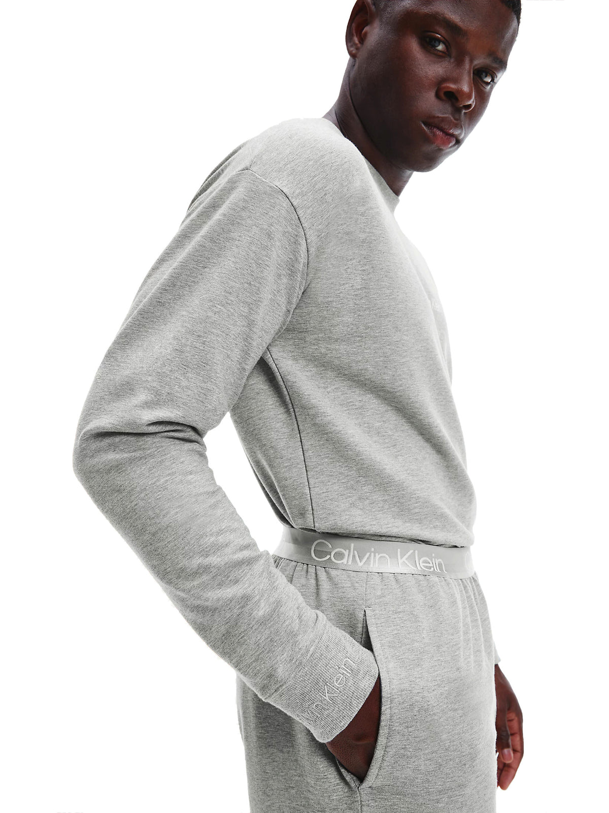 Calvin Klein Mens Lounge Crew Neck Sweatshirt - Modern Structure, 04, 000Nm2172E, Grey Heather