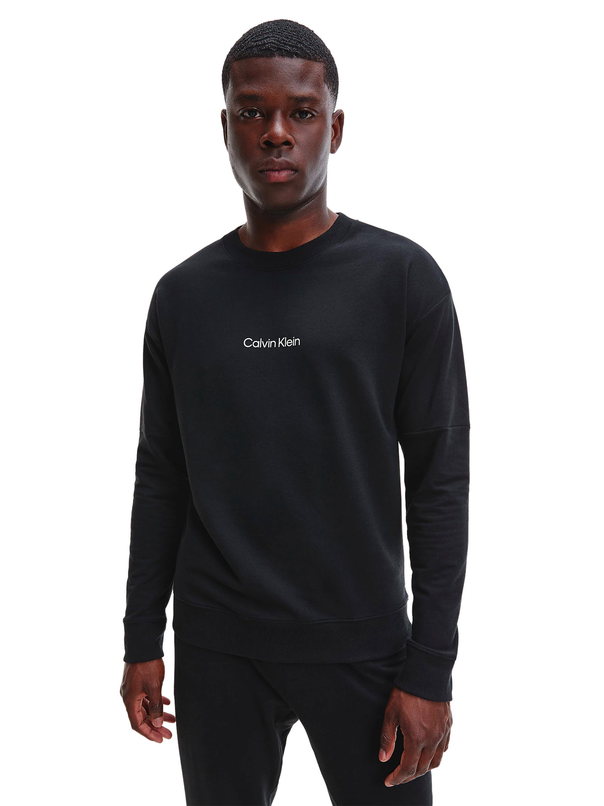 Calvin Klein Mens Lounge Crew Neck Sweatshirt - Modern Structure, 01, 000Nm2172E, Black