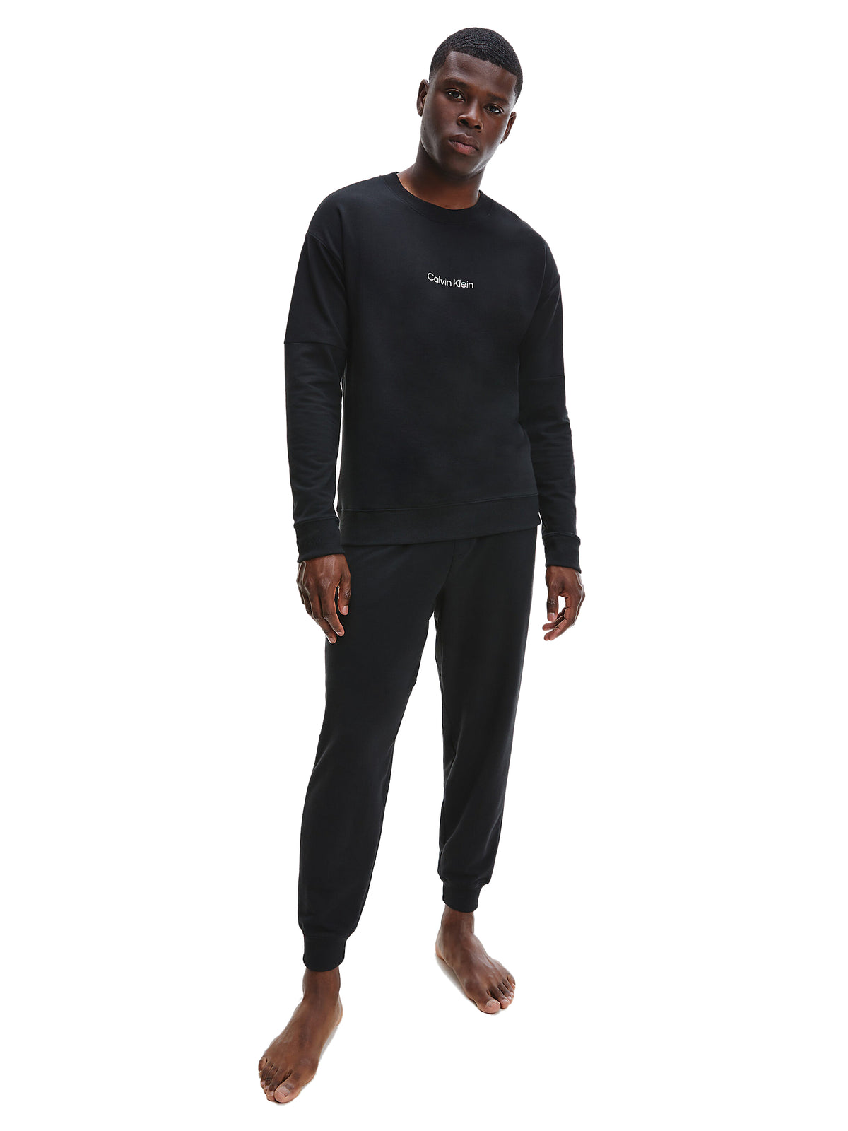 Calvin Klein Mens Lounge Crew Neck Sweatshirt - Modern Structure, 02, 000Nm2172E, Black
