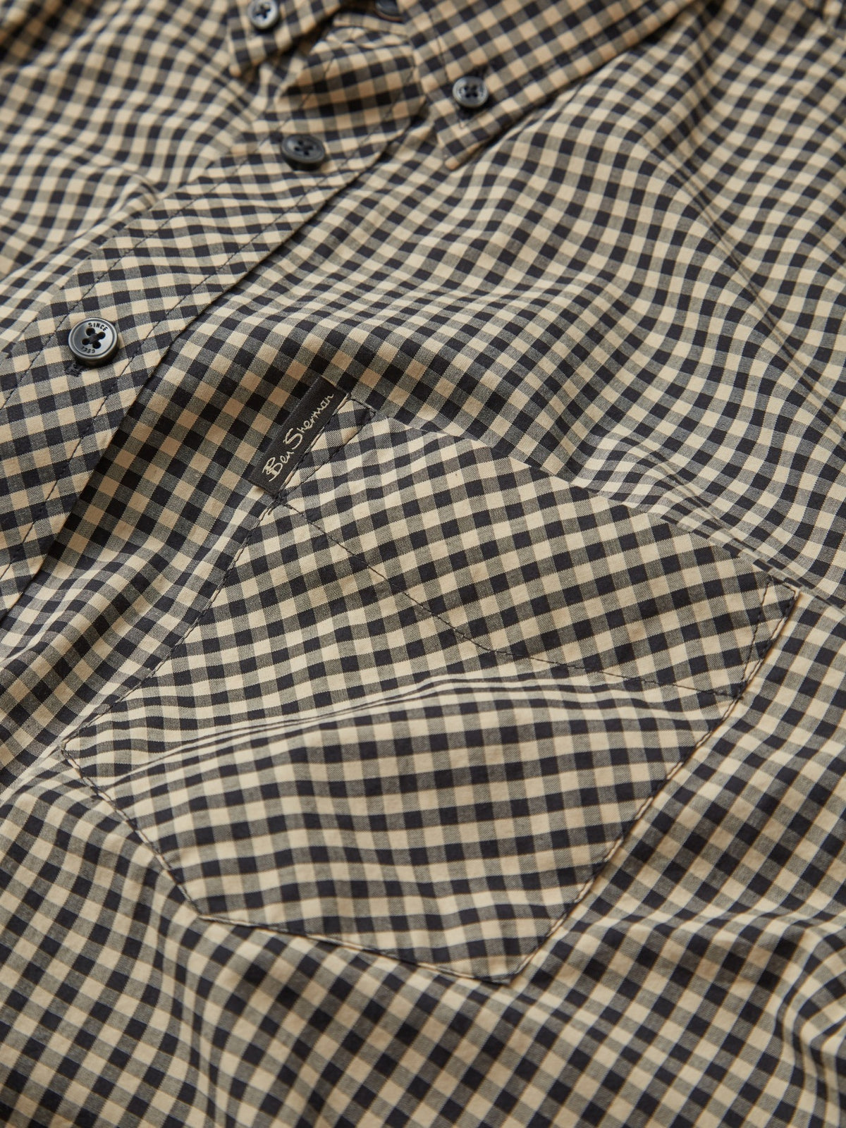 Ben Sherman Mens Signature Gingham Shirt - Short Sleeved, 05, 59142, Black