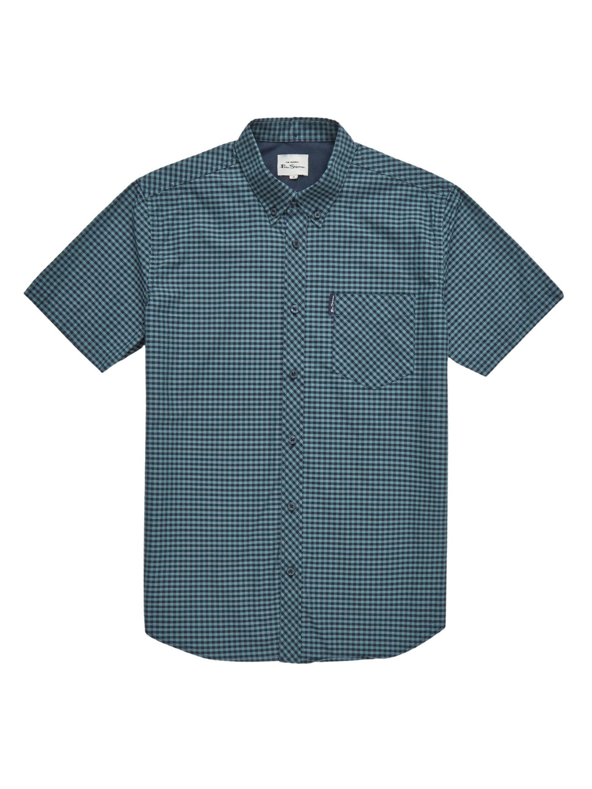 Ben Sherman Mens Signature Gingham Shirt - Short Sleeved, 06, 59142, Dark Emerald
