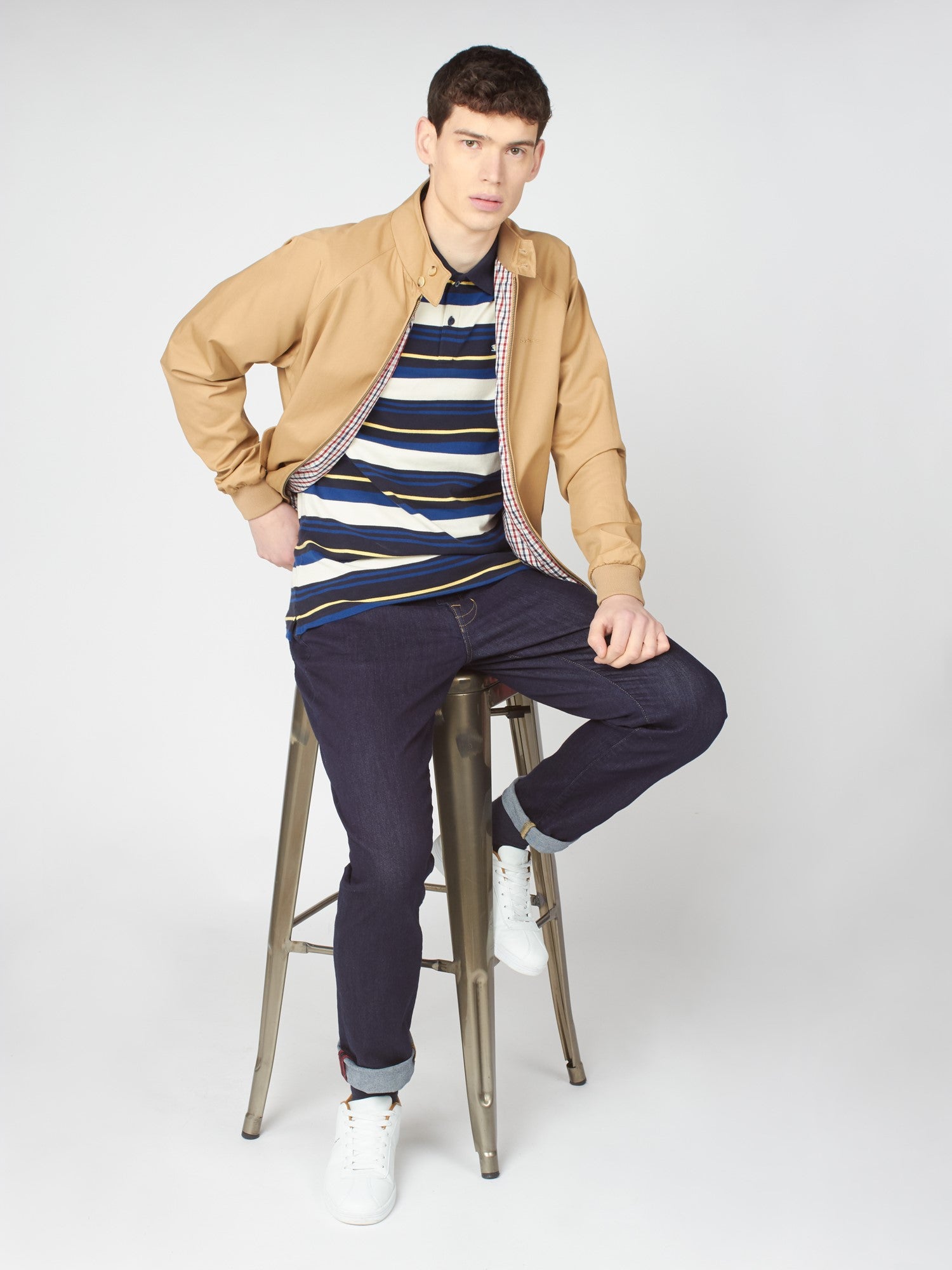 Ben sherman beige harrington on sale jacket