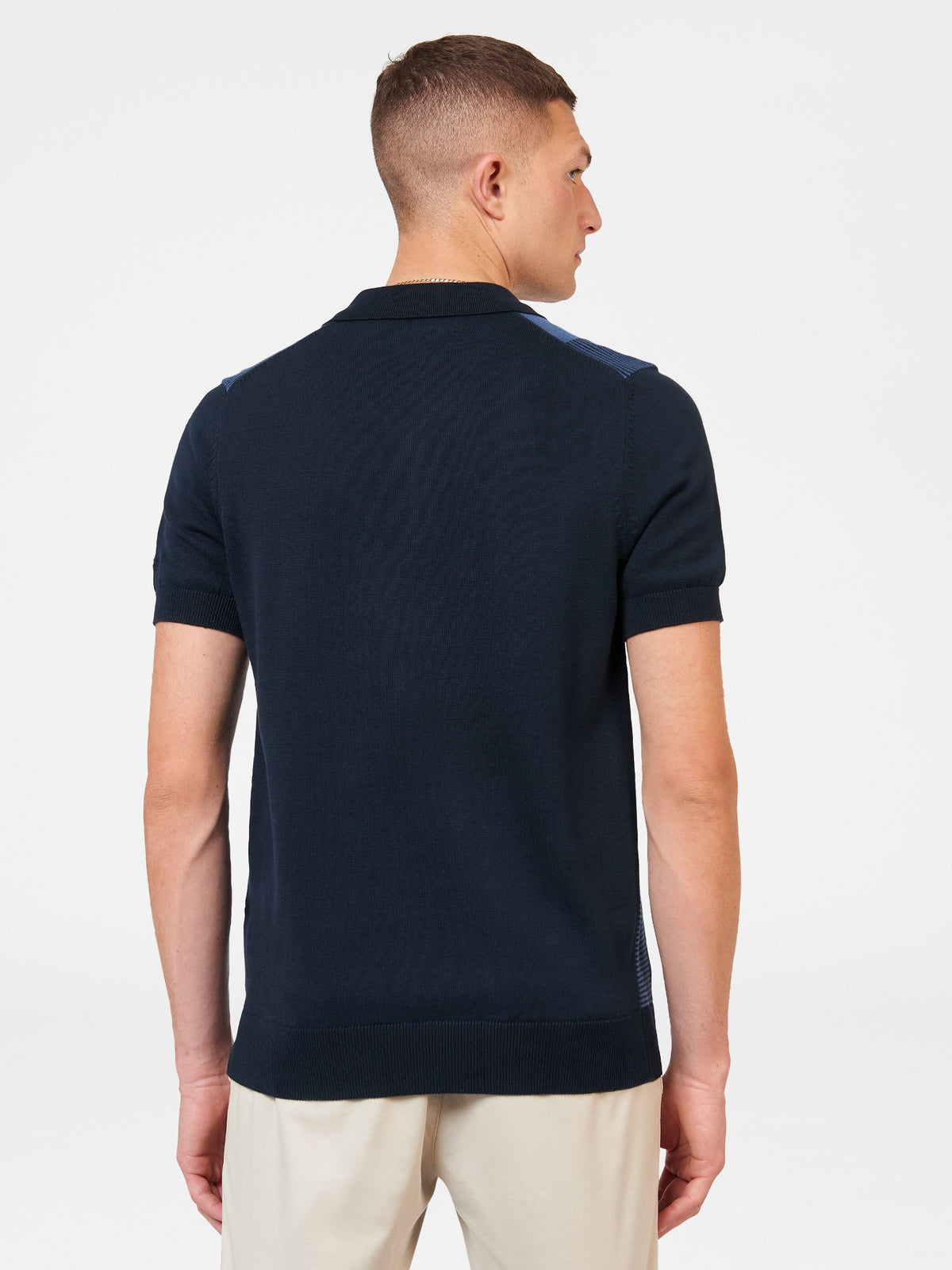 Ben Sherman Mens Inarsia Stripe Knit Polo Shirt, 03, 74196, Dark Navy