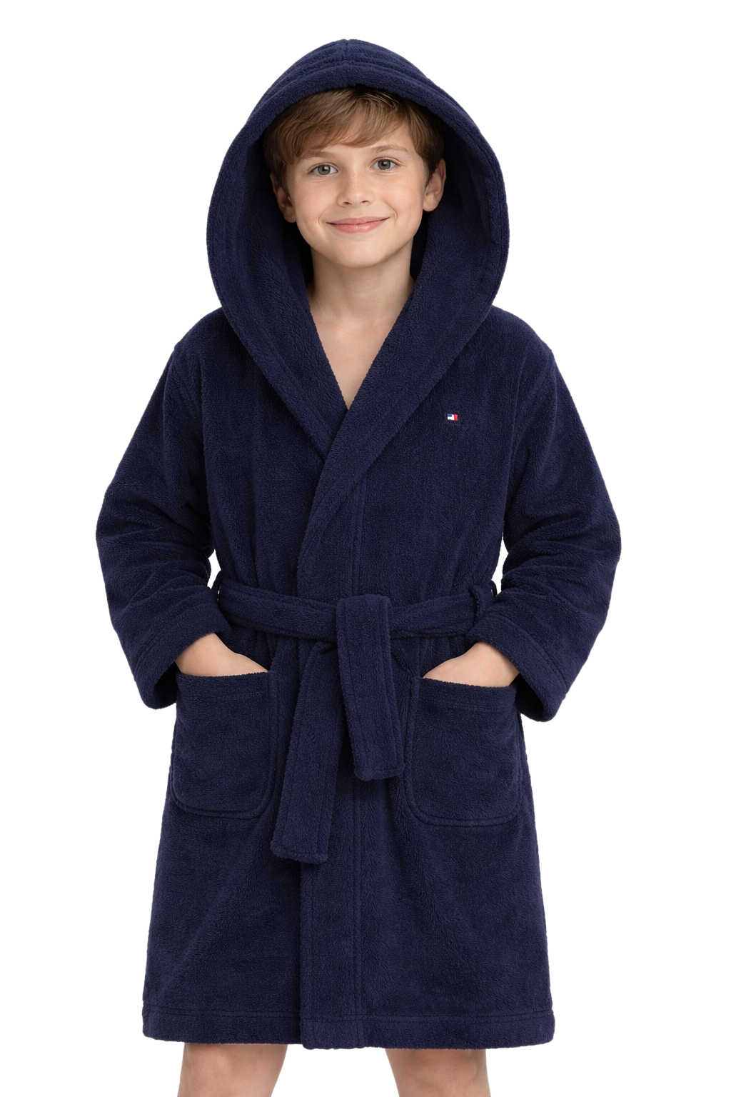 Tommy Hilfiger Kids Monotype Sherpa Fleece Hooded Bathrobe