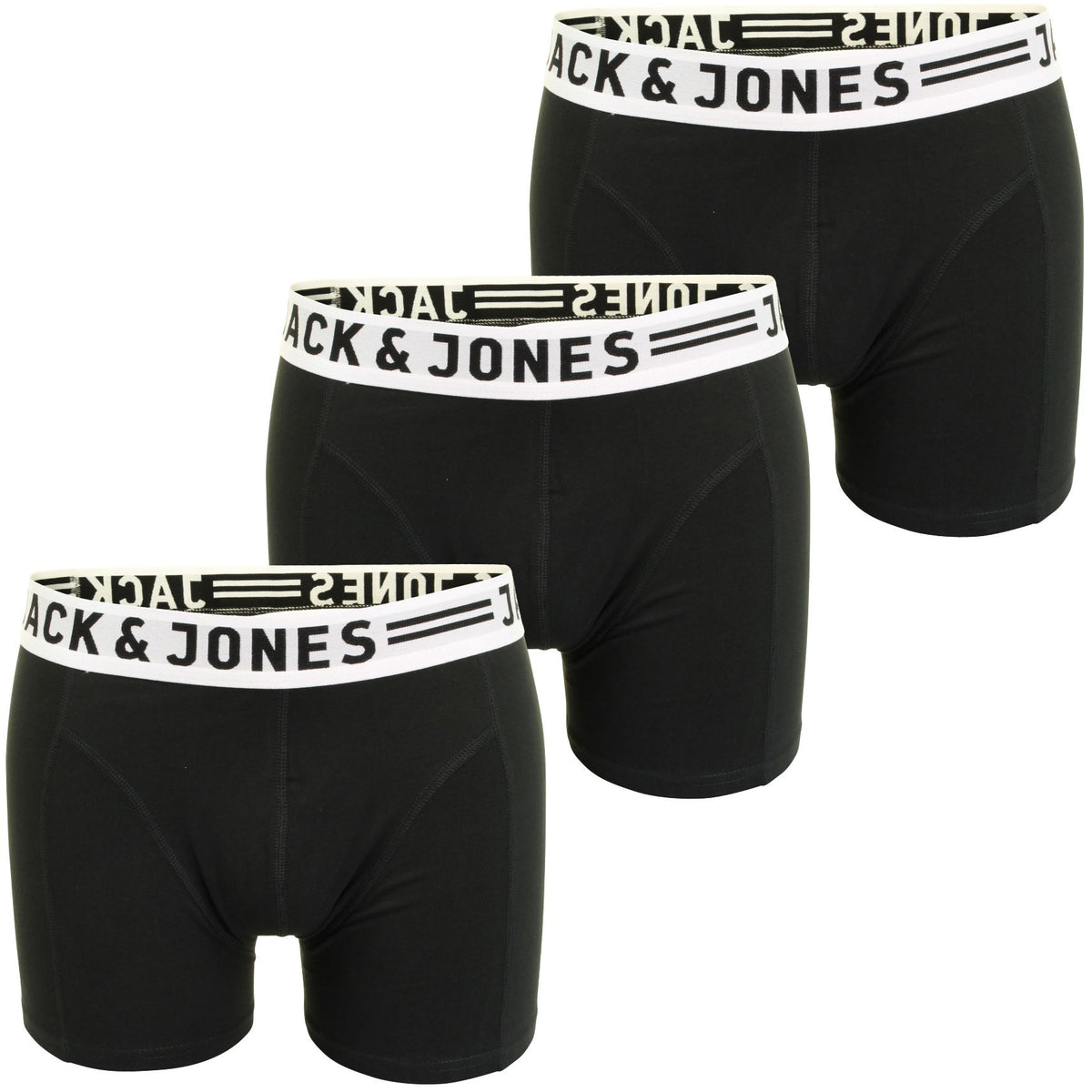 Jack & Jones 'Sense' Mens Boxer Shorts/ Trunks (3-Pack), 01, 12081832, Black