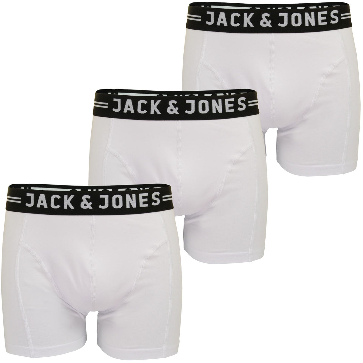 Jack & Jones 'Sense' Mens Boxer Shorts/ Trunks (3-Pack), 01, 12081832, White