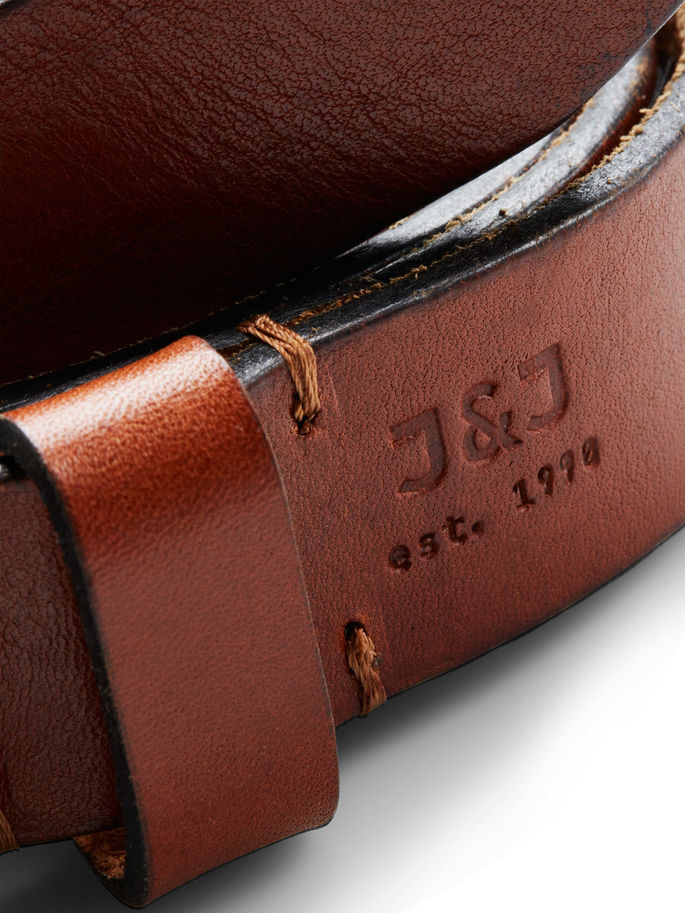 Jack & Jones Mens Leather Belt 'Jaclee', 03, 12111066, Mocha Bisque