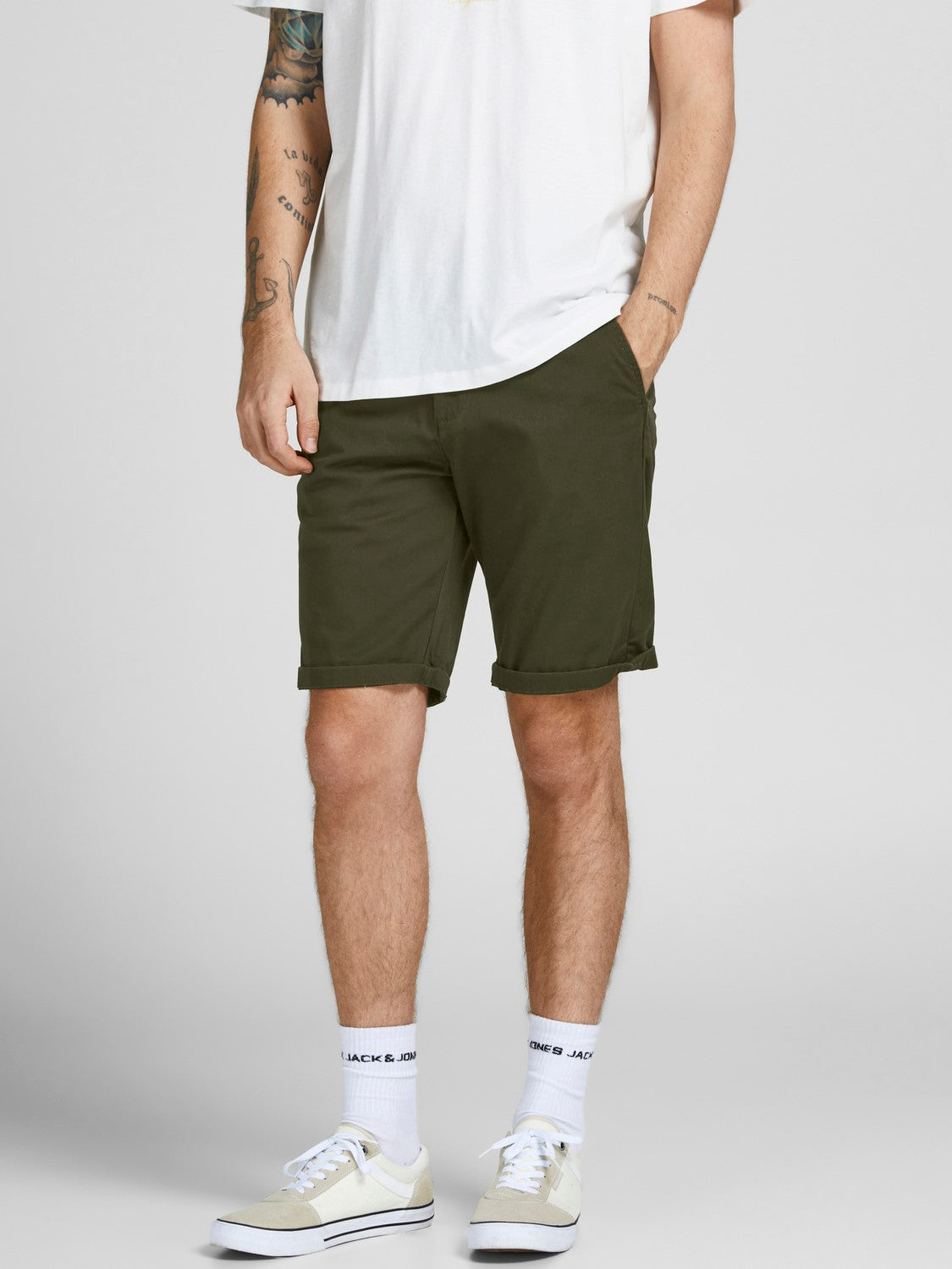 Jack & Jones Mens Bowie Chino Shorts, 02, 12165604, Forest Night