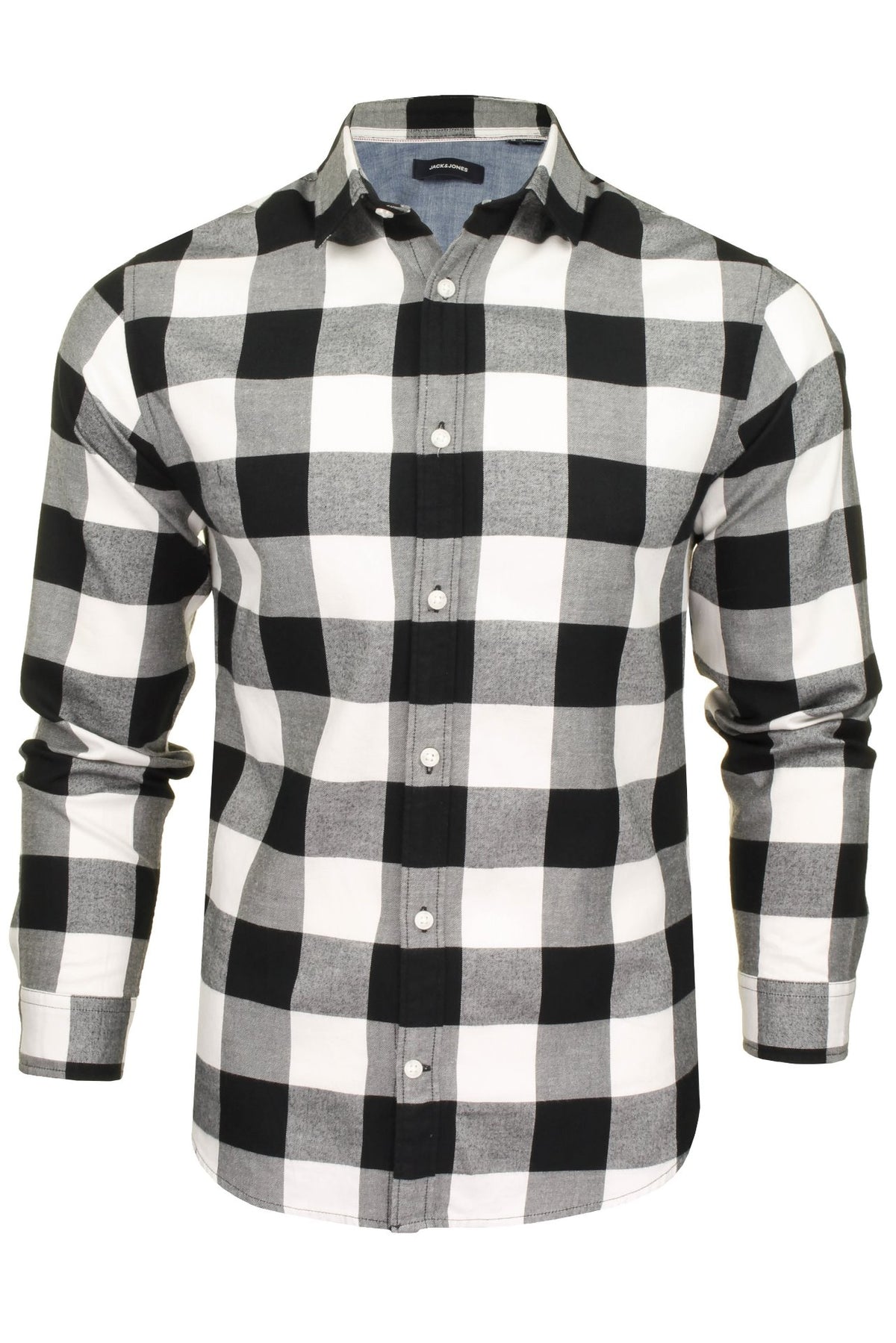 Jack & Jones Men's 'Gingham' Check Twill Shirt - Long Sleeved, 01, 12181602, Whisper White