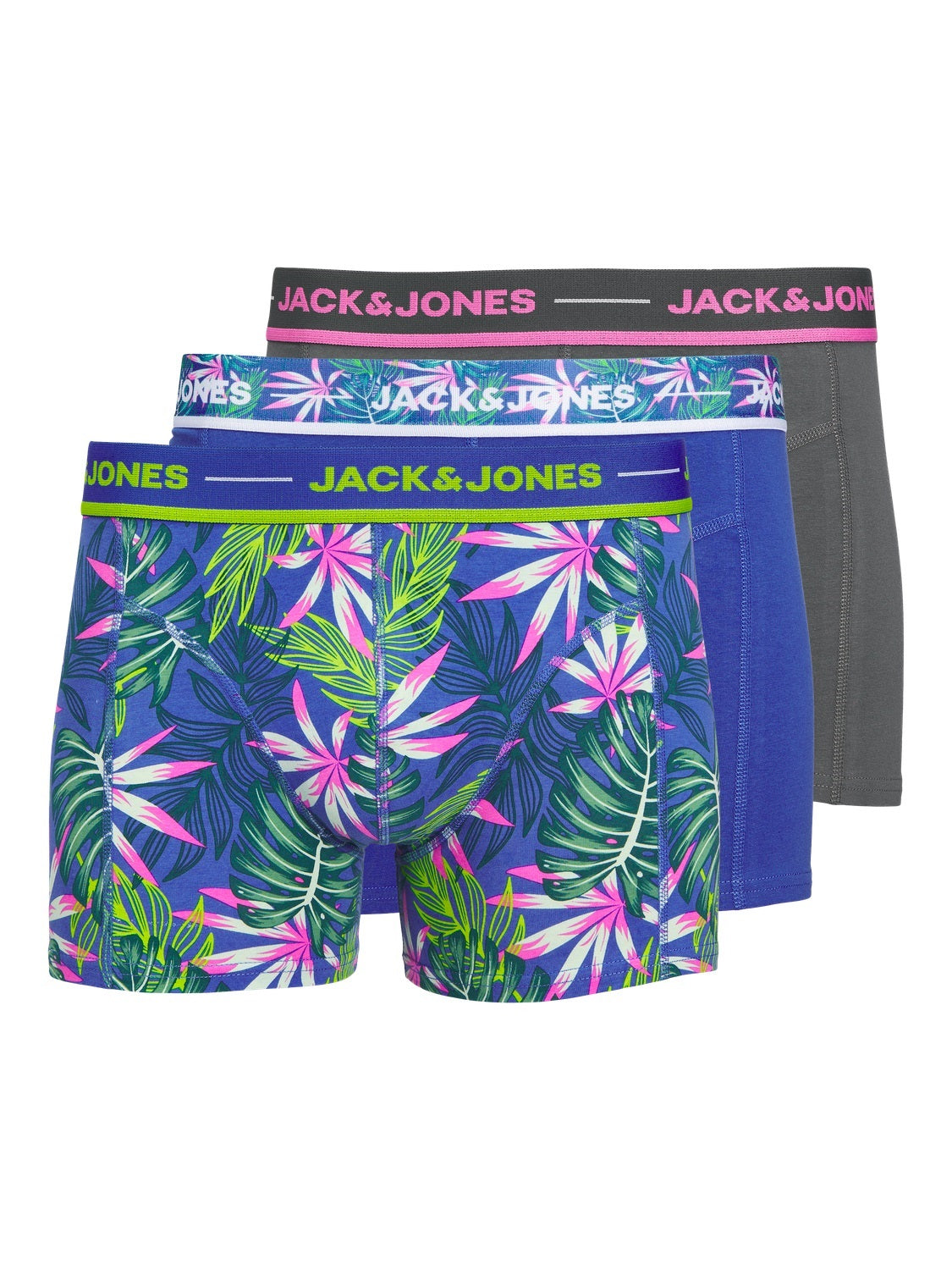 Jack & Jones 3 pack trunks in multi Jack & Jones 3 pack trunks in multi