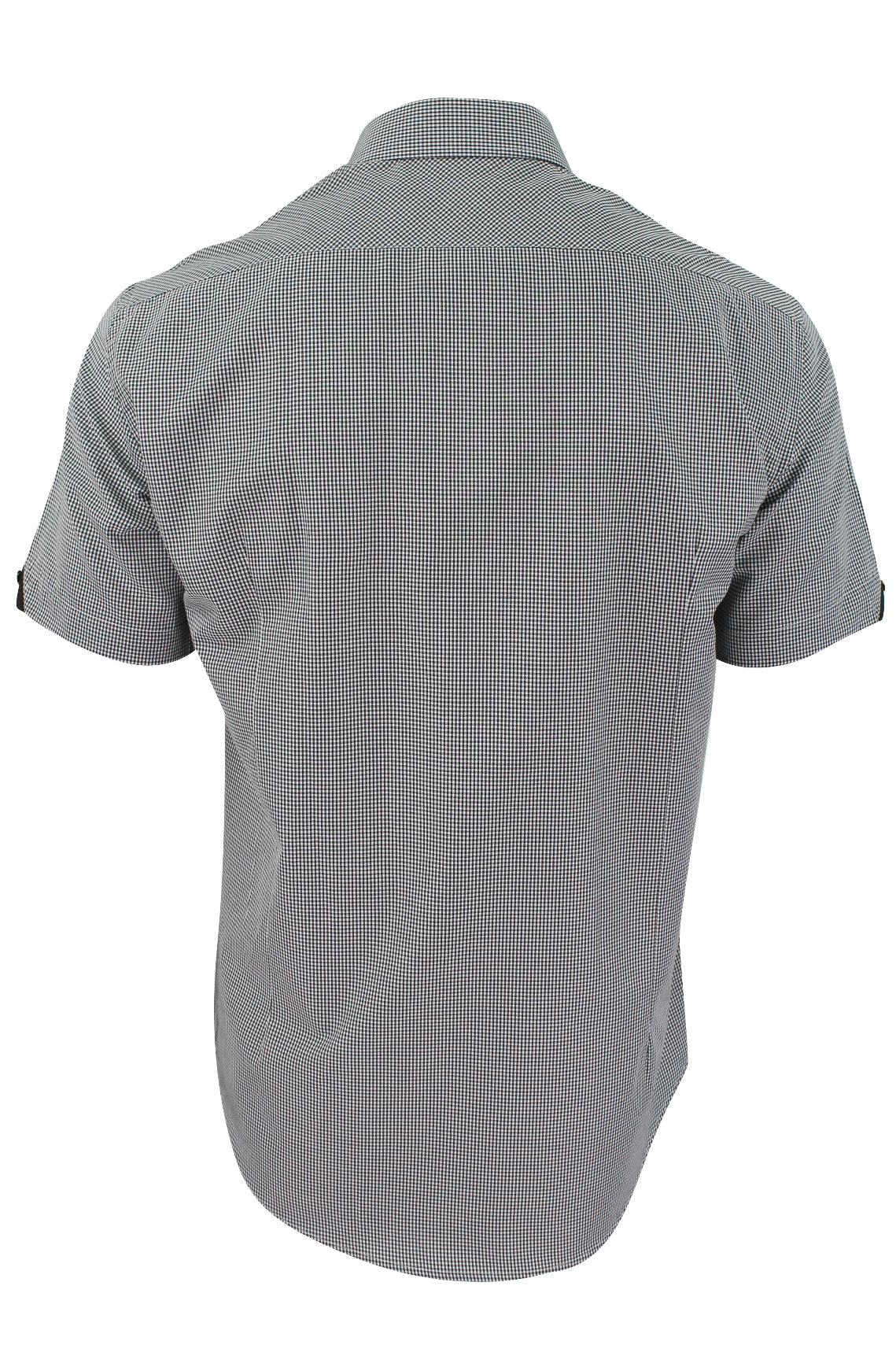 Mens Short Sleeved Shirt by Xact Clothing Micro Gingham Check, 03, 1510114, Black