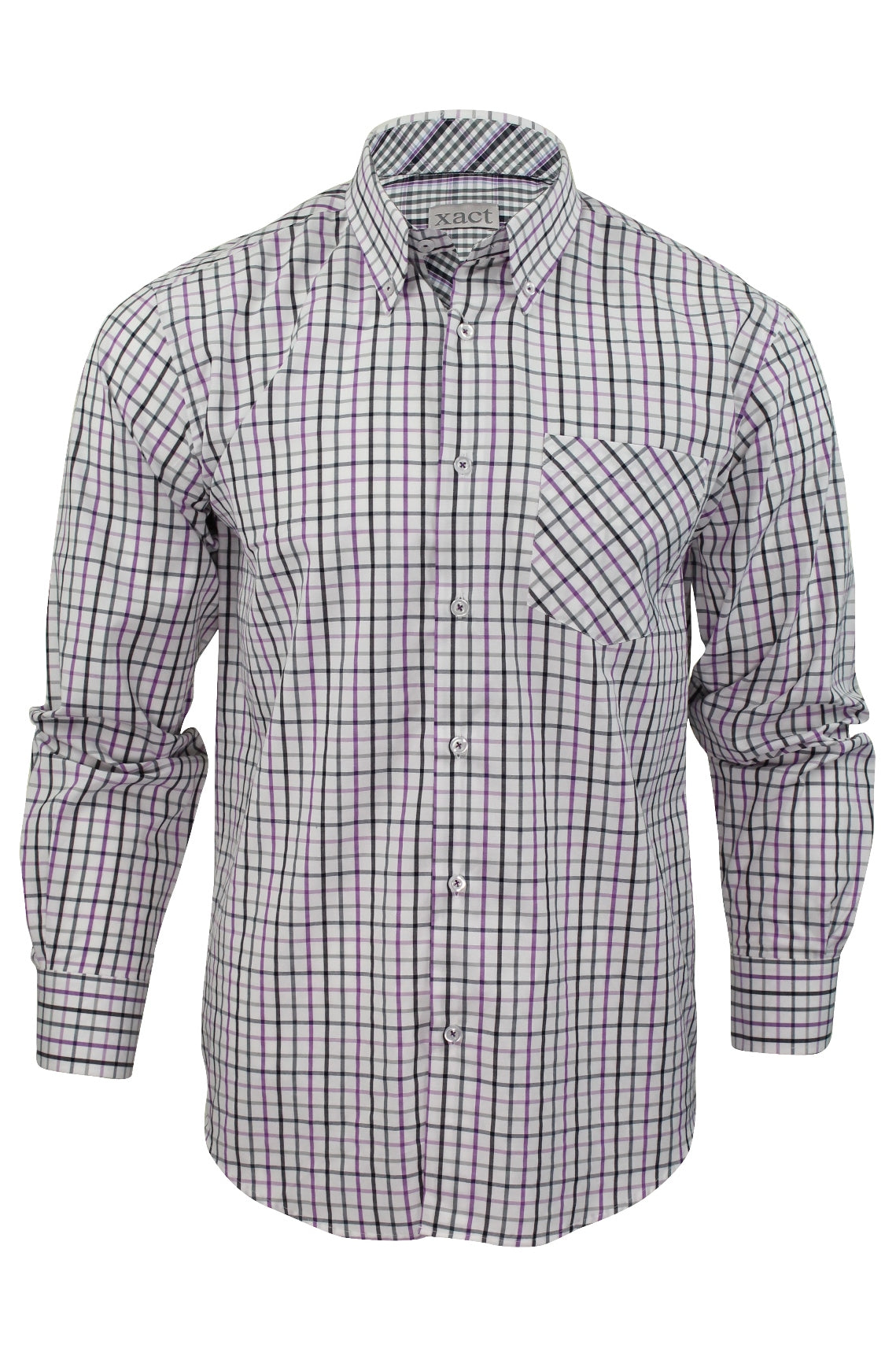 Mens Long Sleeved Check Shirt by Xact Clothing, 01, 1510116