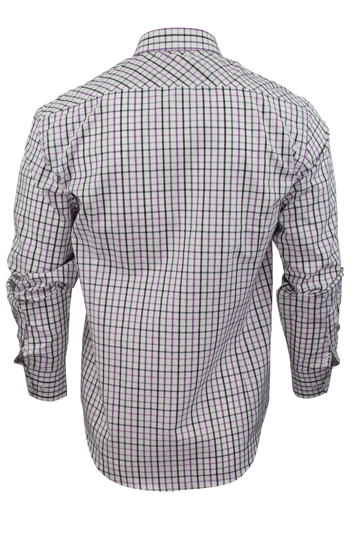 Mens Long Sleeved Check Shirt by Xact Clothing, 04, 1510116, Lilac
