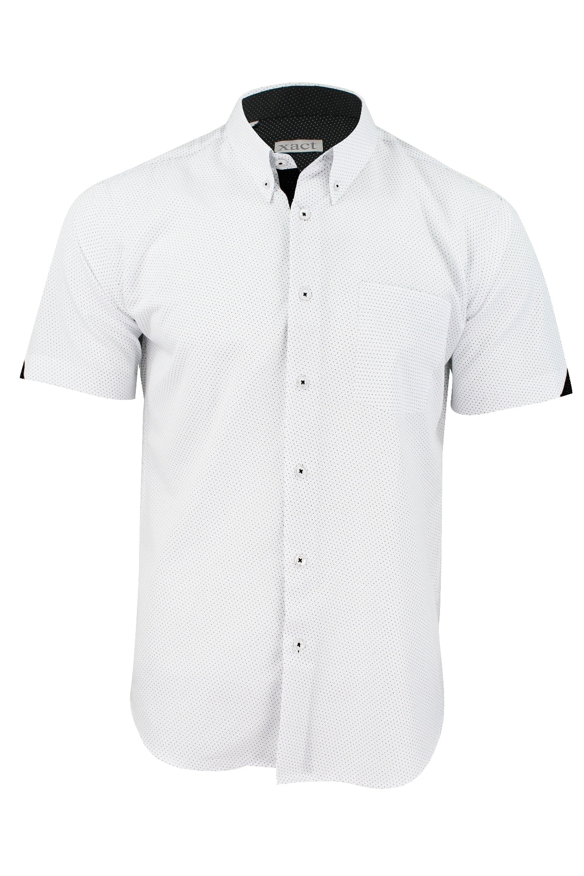 Xact "Mini Polka Dot" Short Sleeved Shirt, 01, K_1510120, White