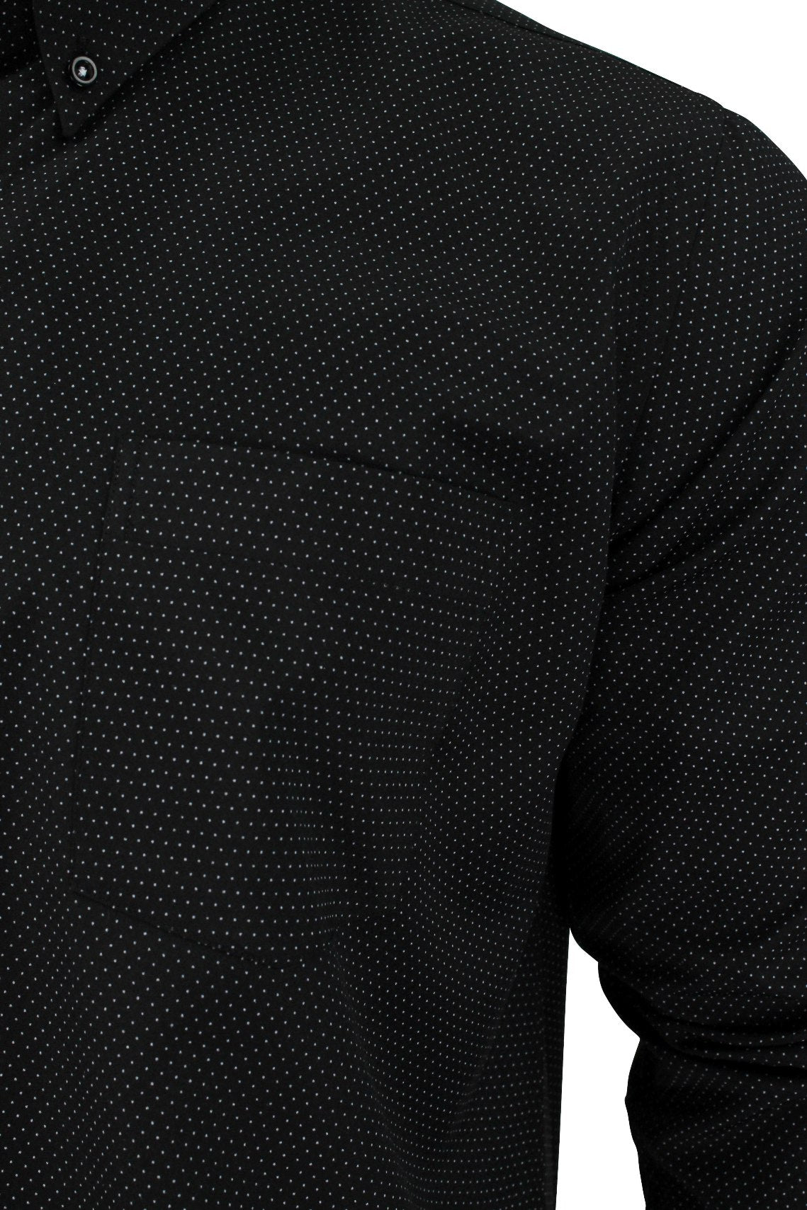 Mens Long Sleeved Shirt by Xact Clothing Mini Polka Dot, 02, 1510121, Black