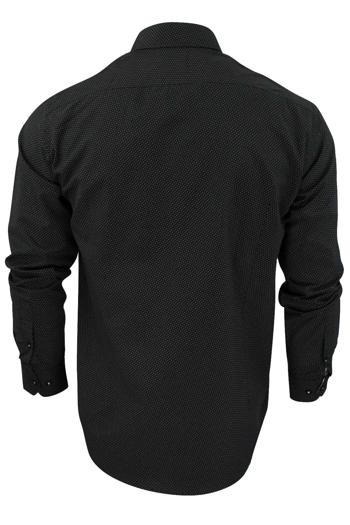 Mens Long Sleeved Shirt by Xact Clothing Mini Polka Dot, 03, 1510121, Black
