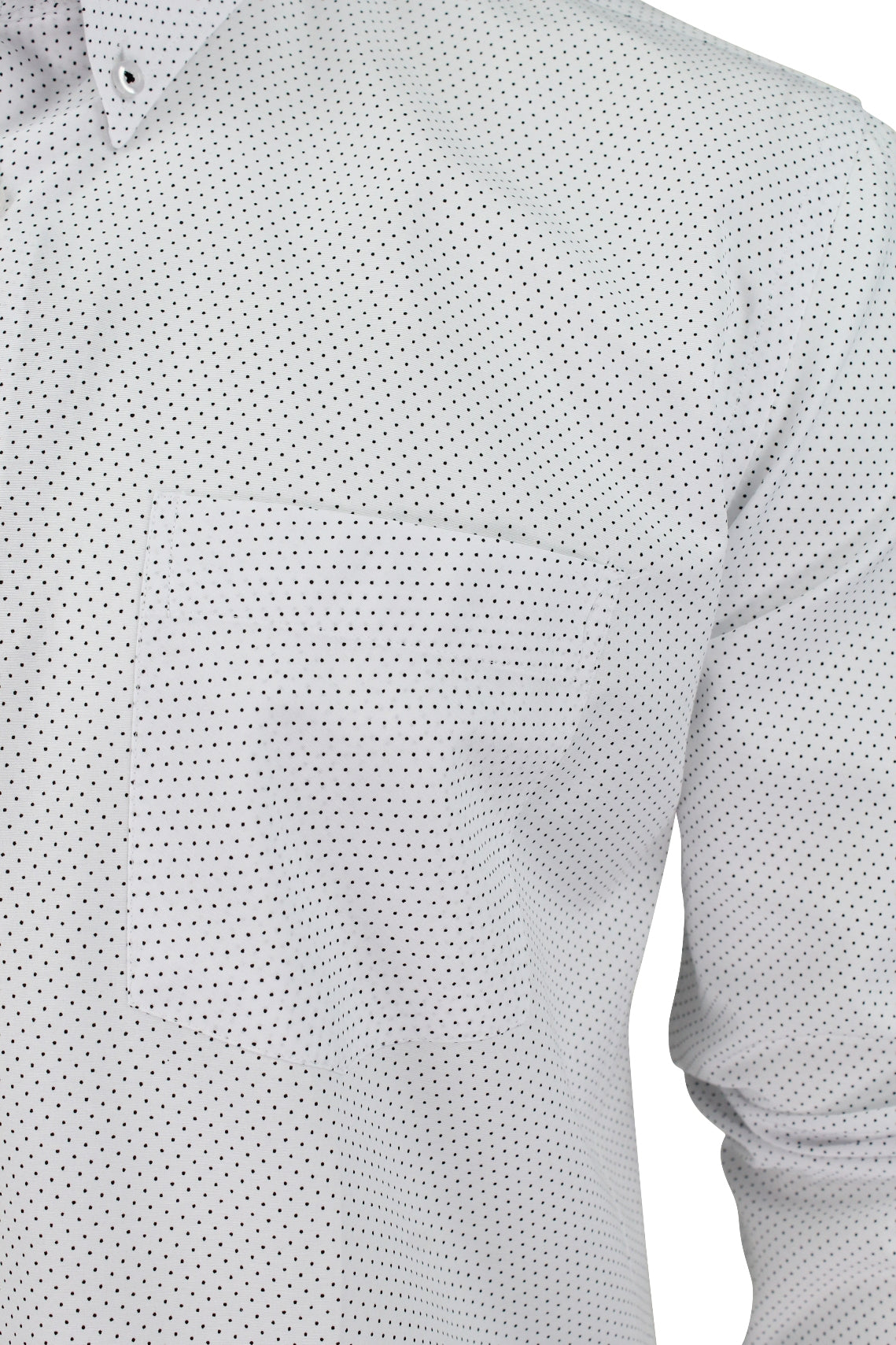 Mens Long Sleeved Shirt by Xact Clothing Mini Polka Dot, 02, 1510121, White