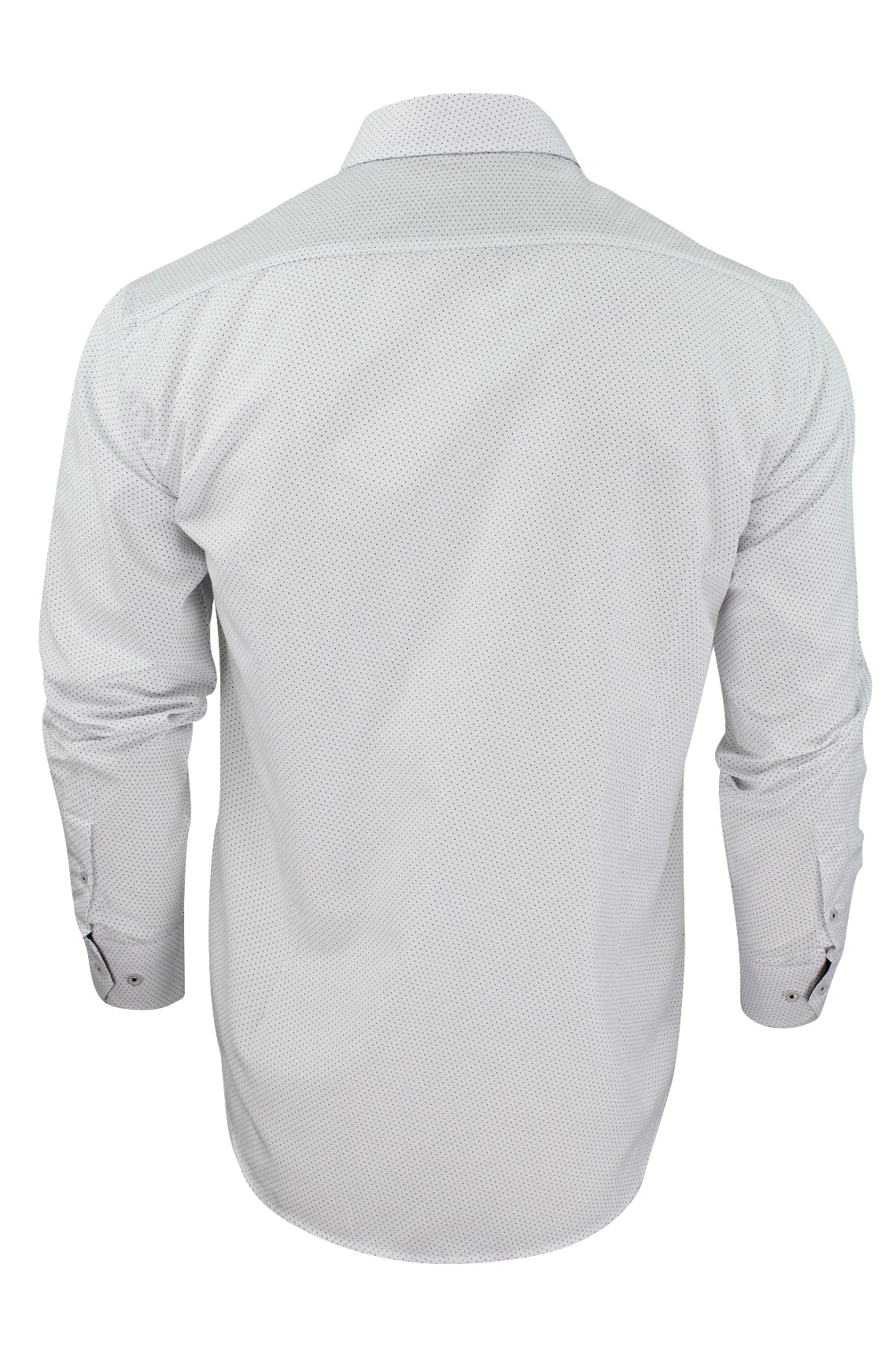 Mens Long Sleeved Shirt by Xact Clothing Mini Polka Dot, 03, 1510121, White