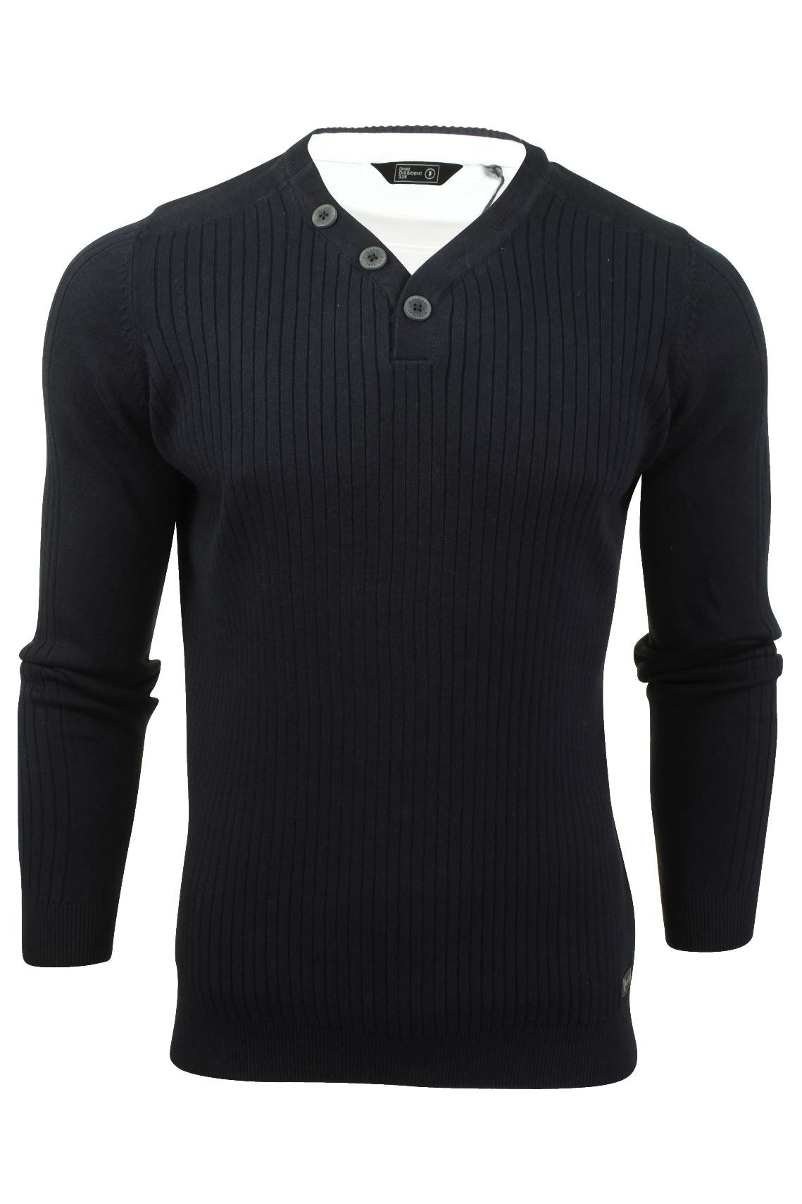 Mens Dissident Ribbed Jumper with Mock T Shirt Eon Clothing