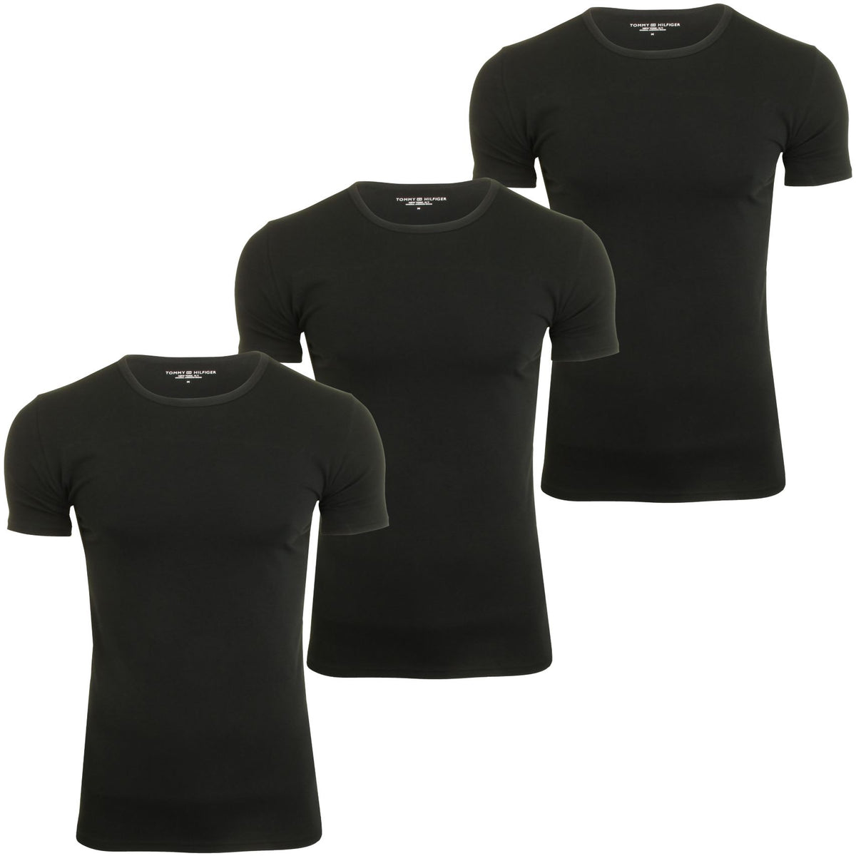 Tommy Hilfiger Men's Crew Neck Loungewear T-Shirt - Short Sleeved (3-Pack), 01, 2S87905187, Black