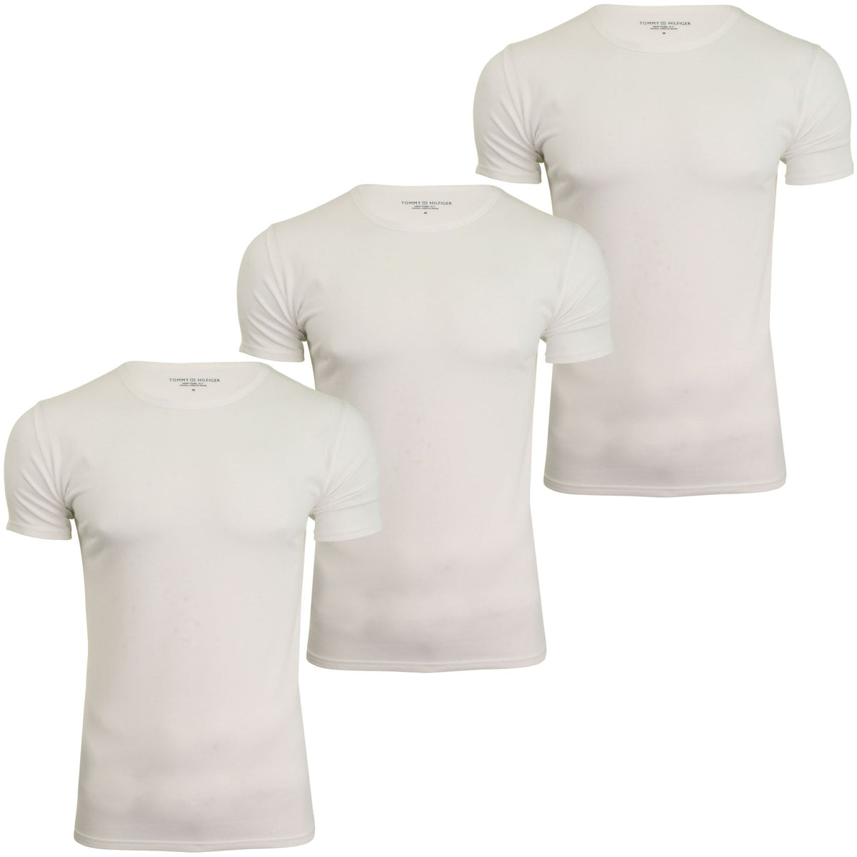 Tommy Hilfiger Men's Crew Neck Loungewear T-Shirt - Short Sleeved (3-Pack), 01, 2S87905187, White