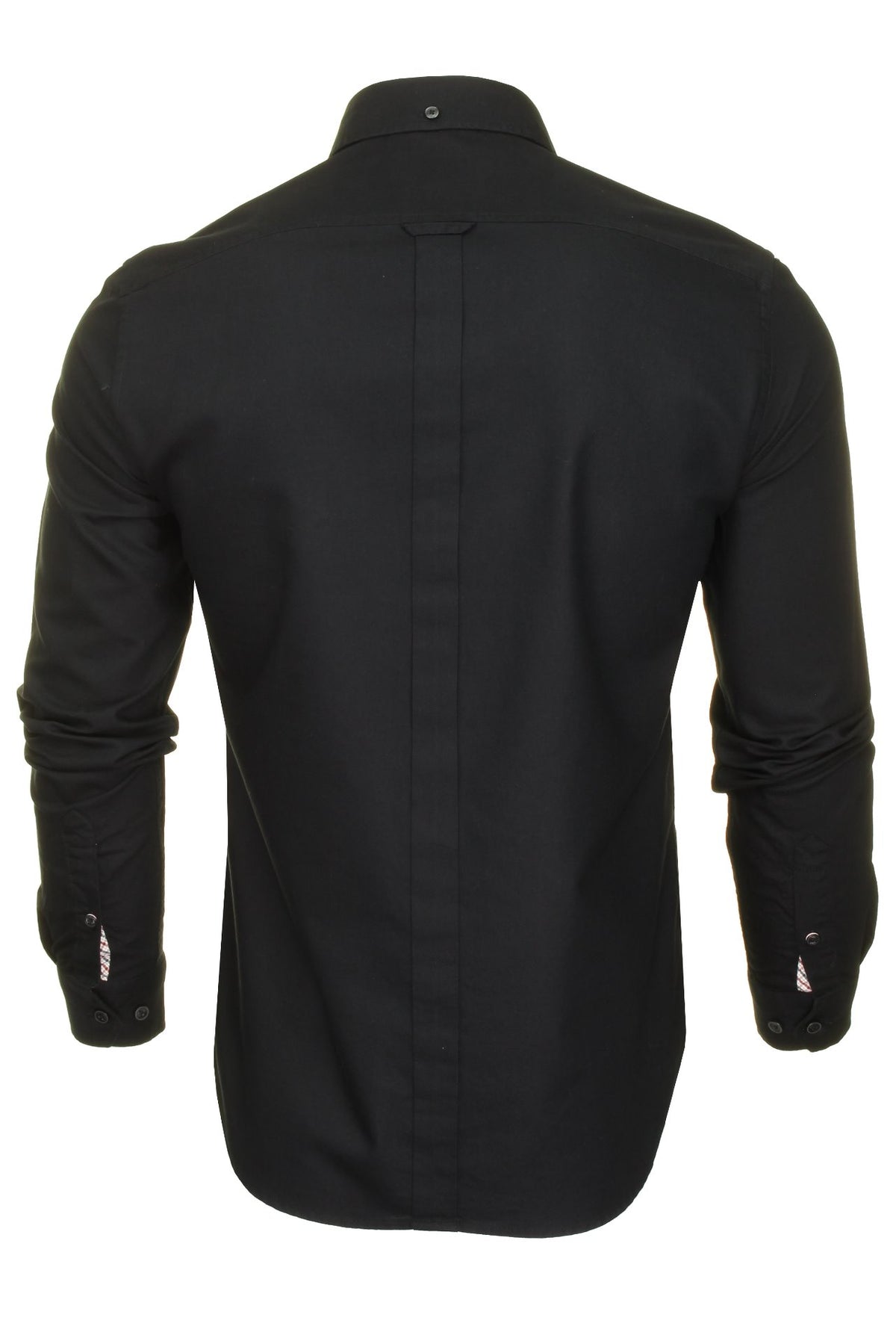 Ben Sherman Mens Oxford Shirt Long Sleeved (Embroidered Logo), 03, 48578, Black (Embroidered Pocket Logo)