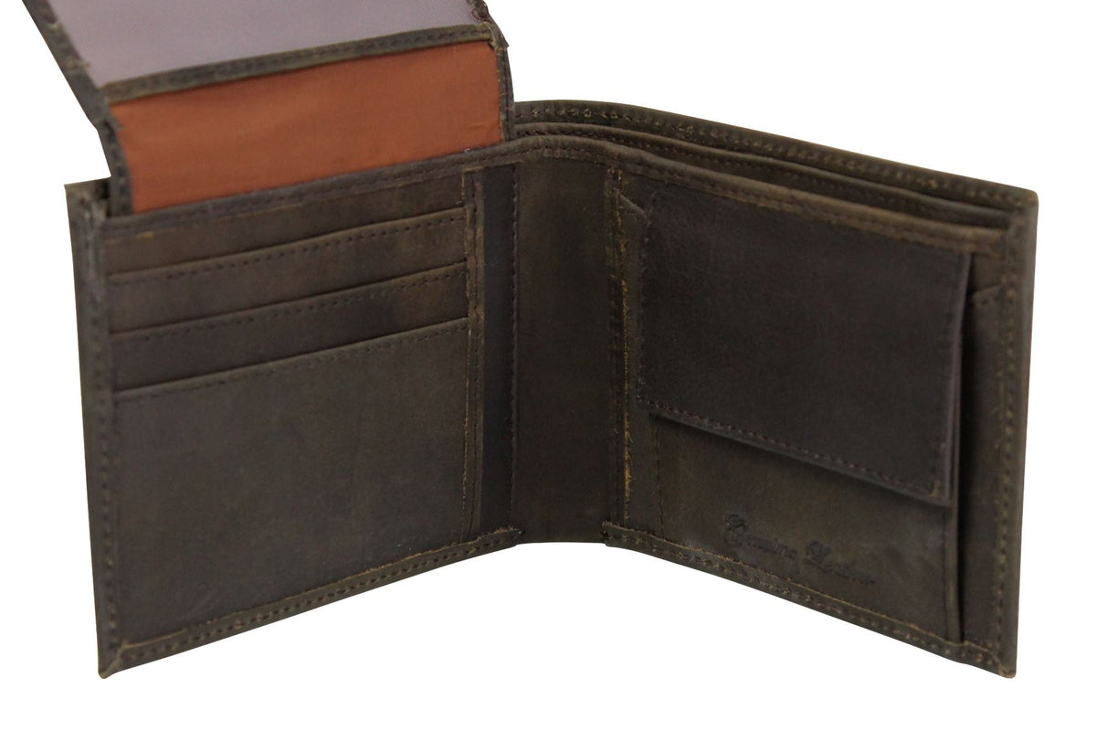 Mens Genuine Leather Wallet by Xact Clothing (Dark Khaki), 03, Xw-671, Dark Khaki