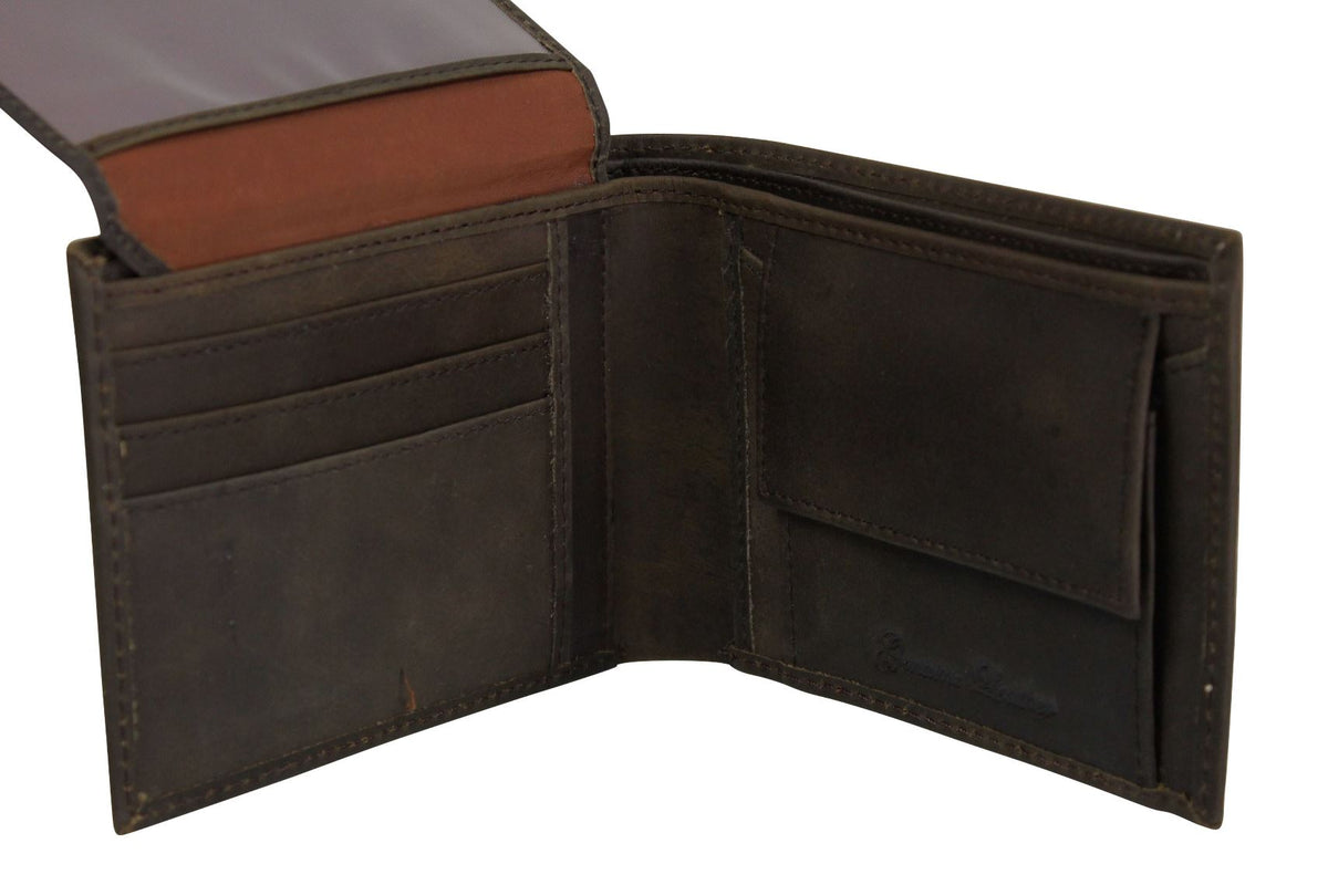 Mens Xact Clothing Genuine Leather Wallet Embossed Hasta La Vista (Dark Khaki), 03, Xw-674, Dark Khaki