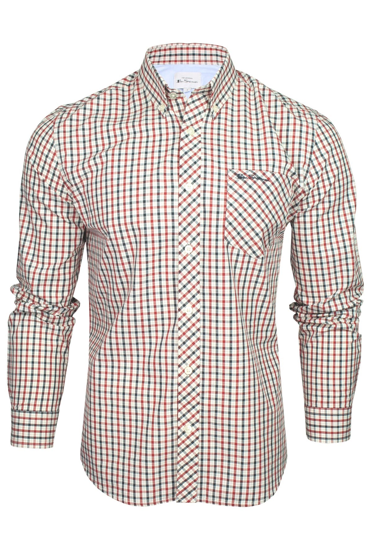 Ben Sherman Men's Signature Pocket House Check Shirt, Long Sleeved, 01, 48578, House Check - Red