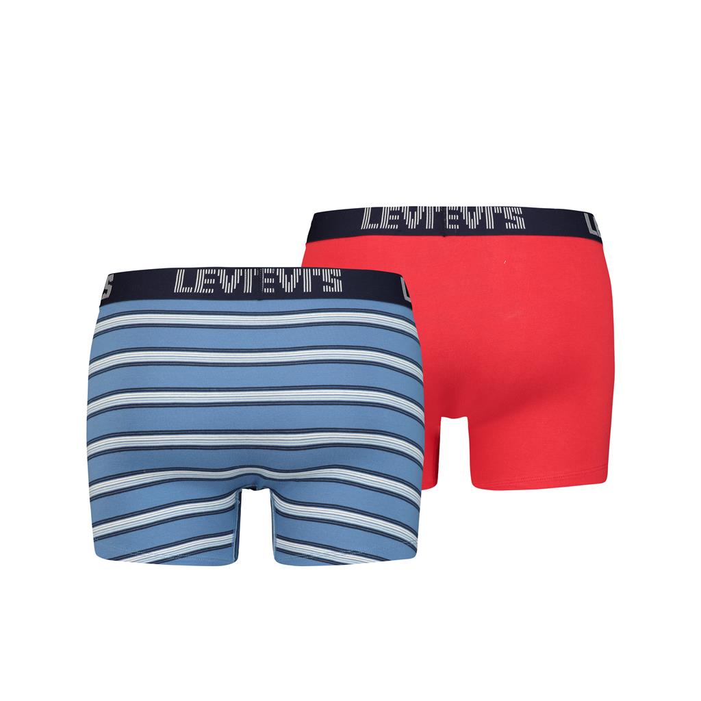 Levi's Mens 'Stripe' Boxer Brief/ Trunks (2-Pack), 02, 905028001, Riverside Blue/ Red