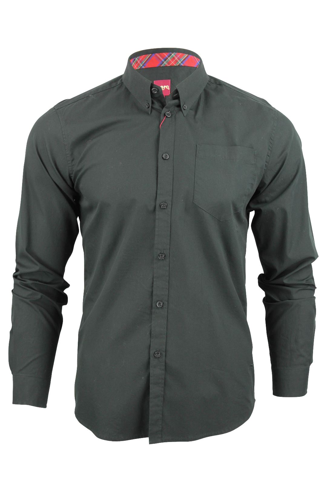 Mens Merc London ALBIN Long Sleeved Plain Shirt (Black, XS), 01, ALBIN, Black