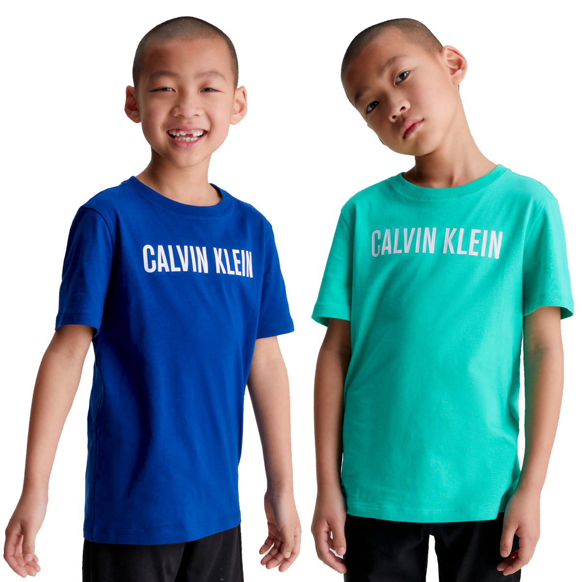 Calvin Klein Boys Intense Power T-Shirt - 2 Pack, 01, B70B700431, Lightteal/ W/ Boldblue
