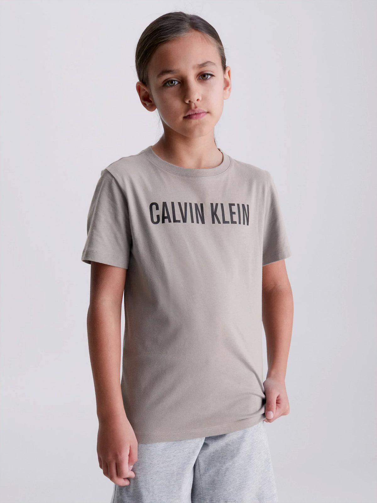 Calvin Klein Boys Intense Power T-Shirt - 2 Pack, 04, B70B700431, Pebblestone/ W/ Bluecrush