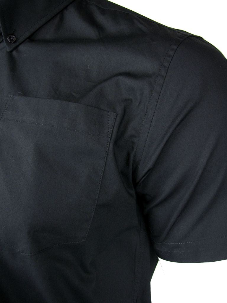 Mens Merc London 'BAXTER' Short Sleeved Shirt, 02, BAXTER, Black