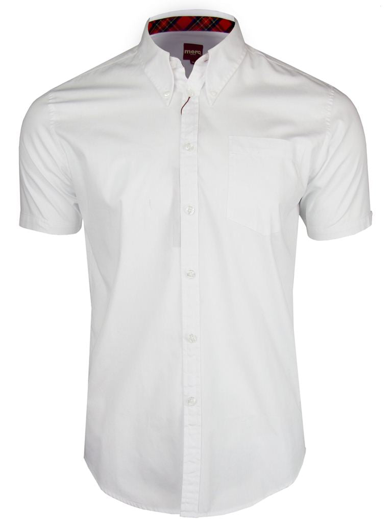 Mens Merc London 'BAXTER' Short Sleeved Shirt, 01, BAXTER, White