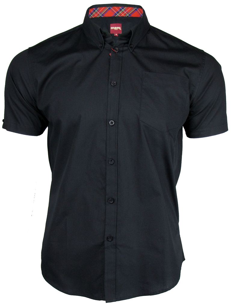 Mens Merc London 'BAXTER' Short Sleeved Shirt, 01, BAXTER, Black